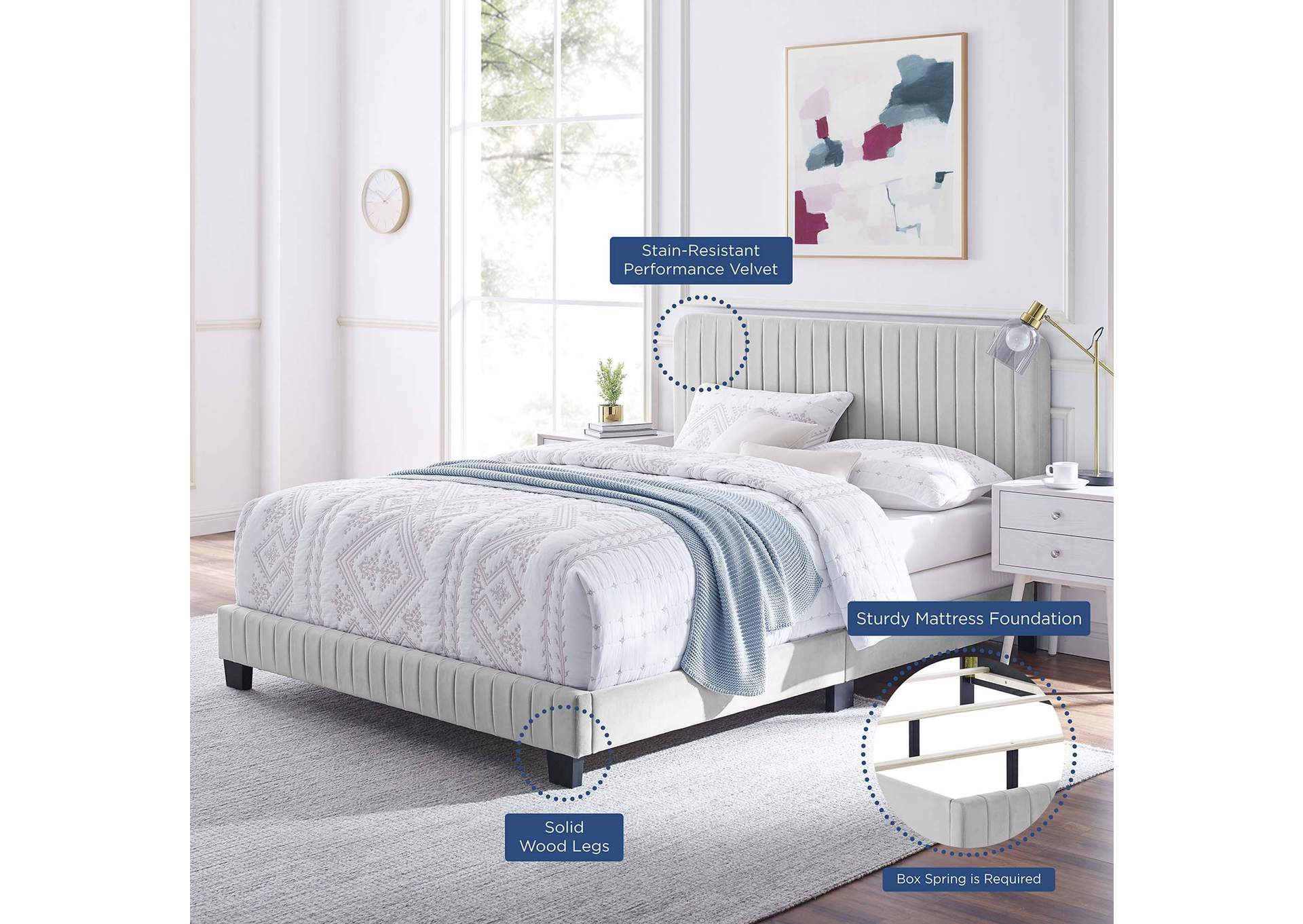 Celine Channel Tufted Performance Velvet Full Bed image 7