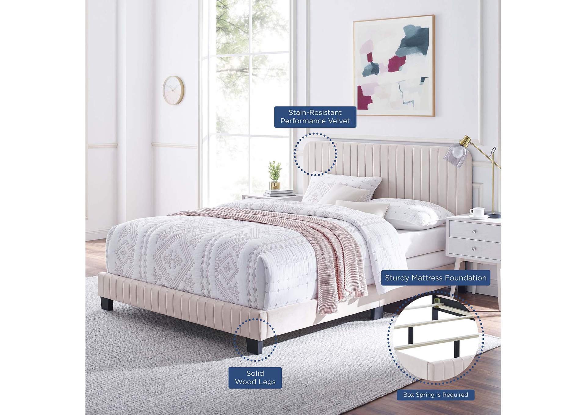 Celine Channel Tufted Performance Velvet Full Bed image 7