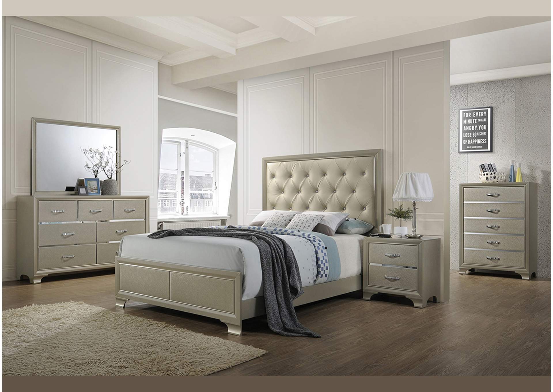 white christmas dresses Homelegance Furniture Loudon 8 Drawer Dresser in Champagne Metallic 15 main image 1