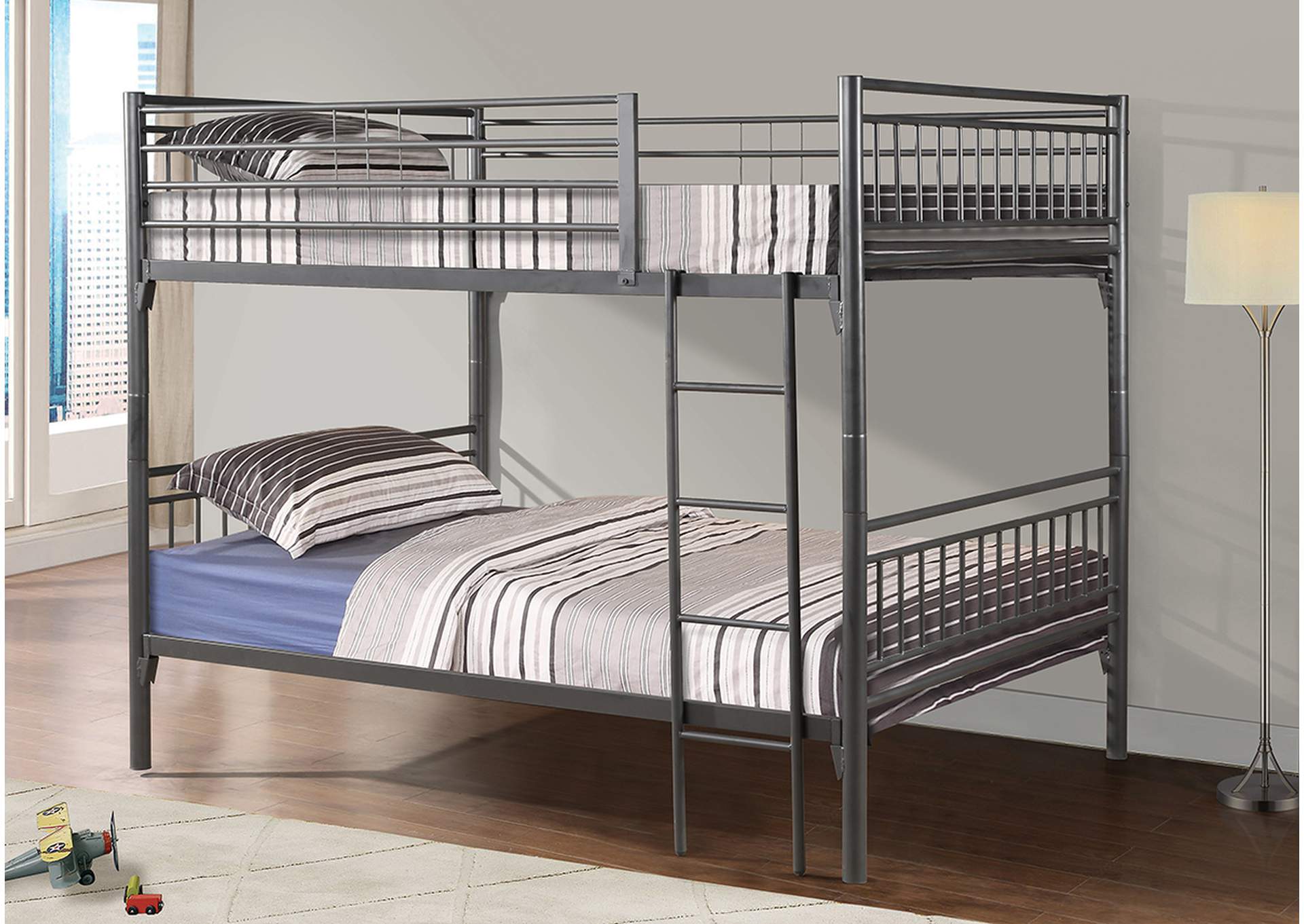 S460 Full - Full Silver Metal Bunkbed image 1