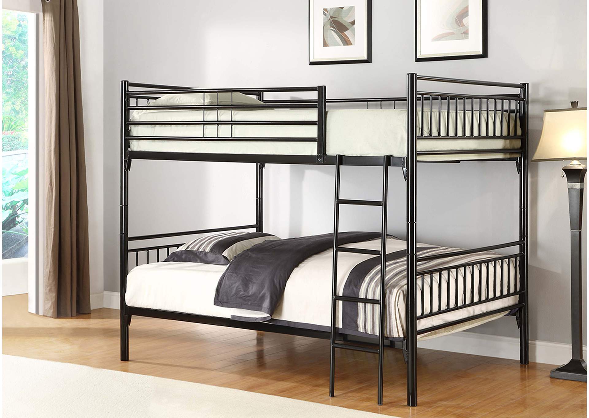 S465 Full - Full Black Metal Bunkbed image 1