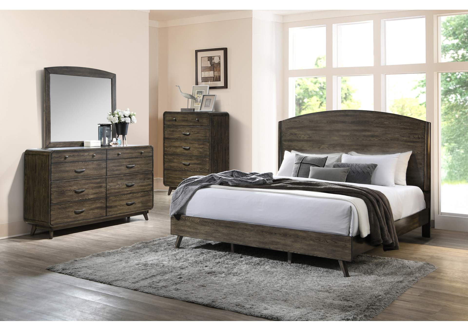 REX - QUEEN 4 PIECE SET - BED, DRESSER, MIRROR, CHEST