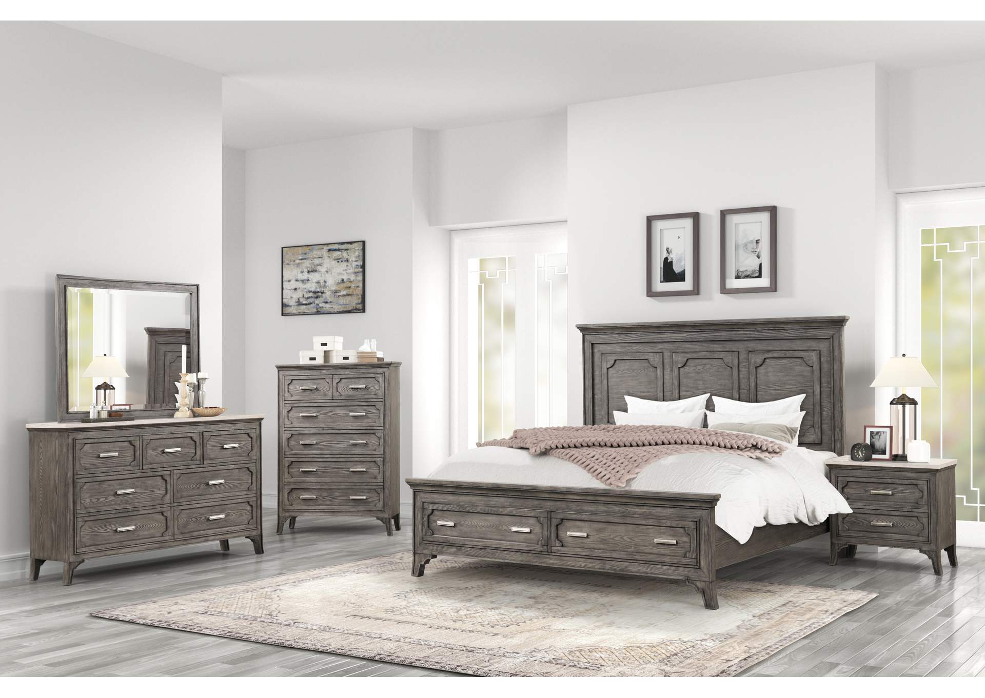 LISBON MARBLE TOP DRESSER - GRAY image 8