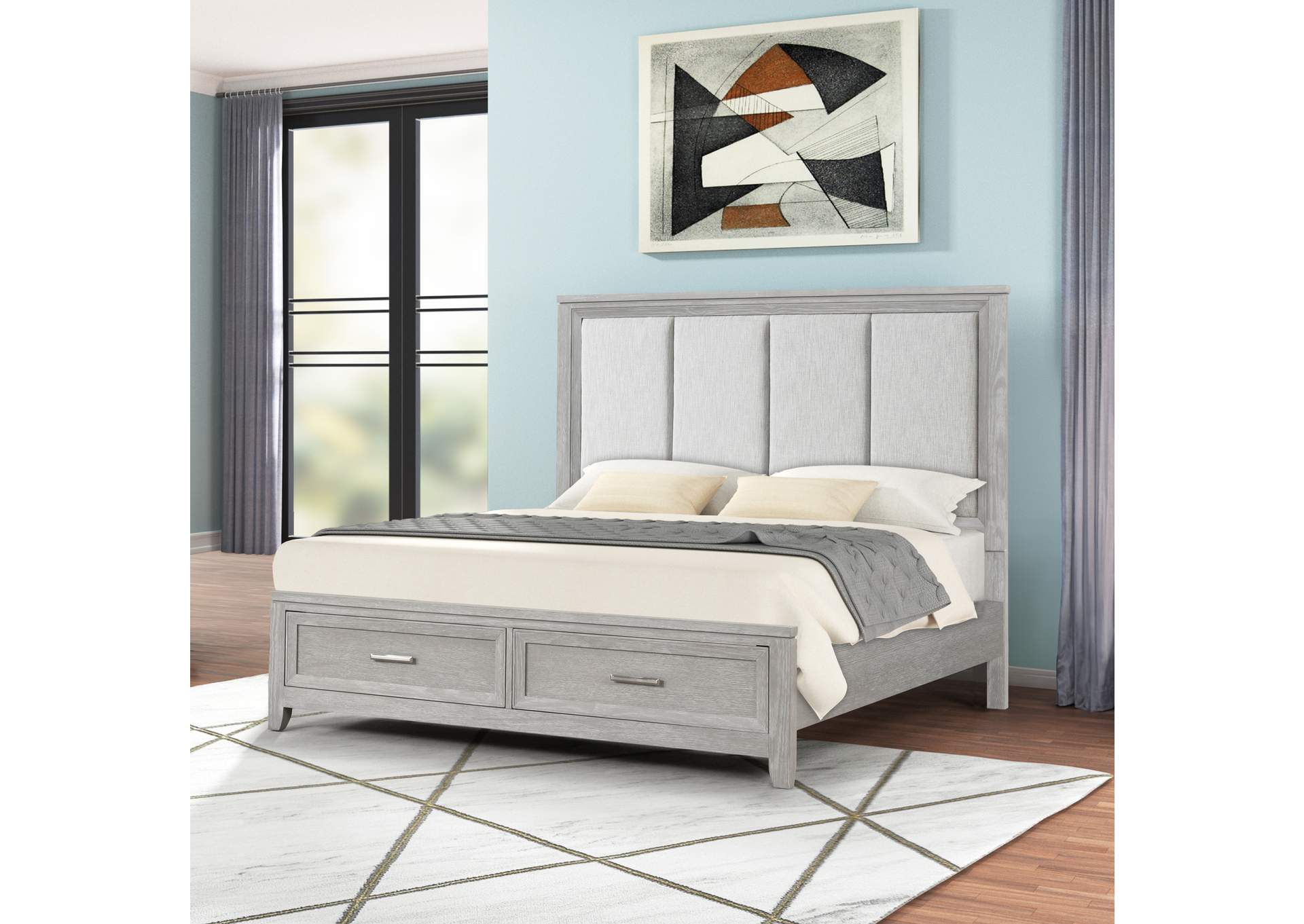 FIONA CALIFORNIA KING BED, MIST GRAY