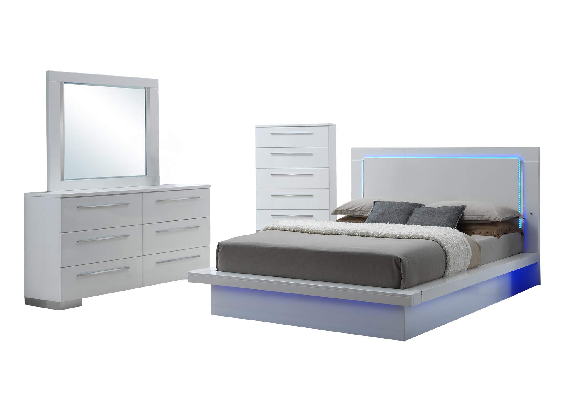 SAPPHIRE KING 4 PIECE - BED, DRESSER, MIRROR, CHEST image 1