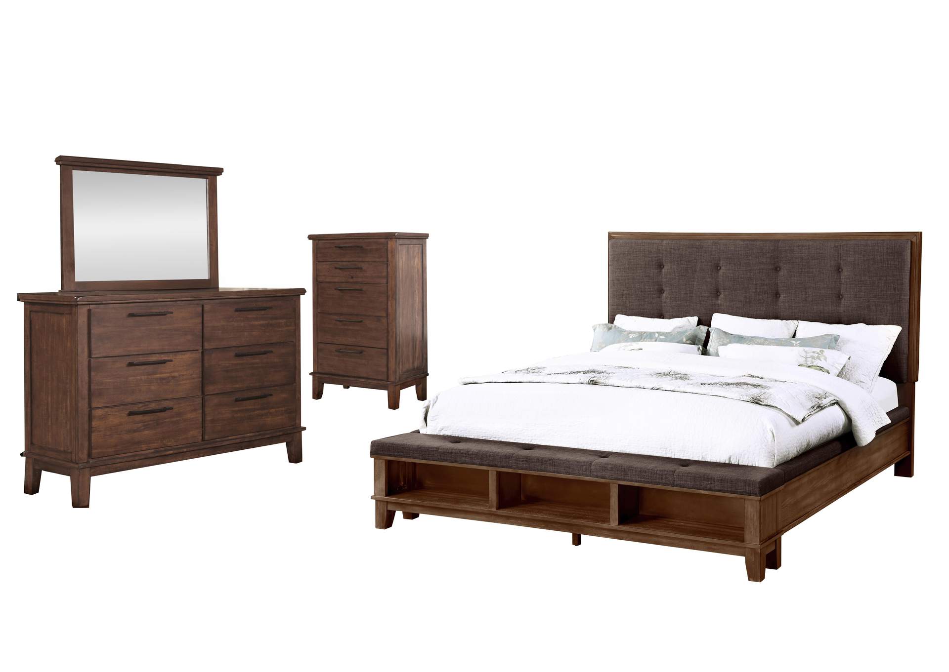 CAGNEY KING 4 PIECE - BED, DRESSER, MIRROR, CHEST image 1