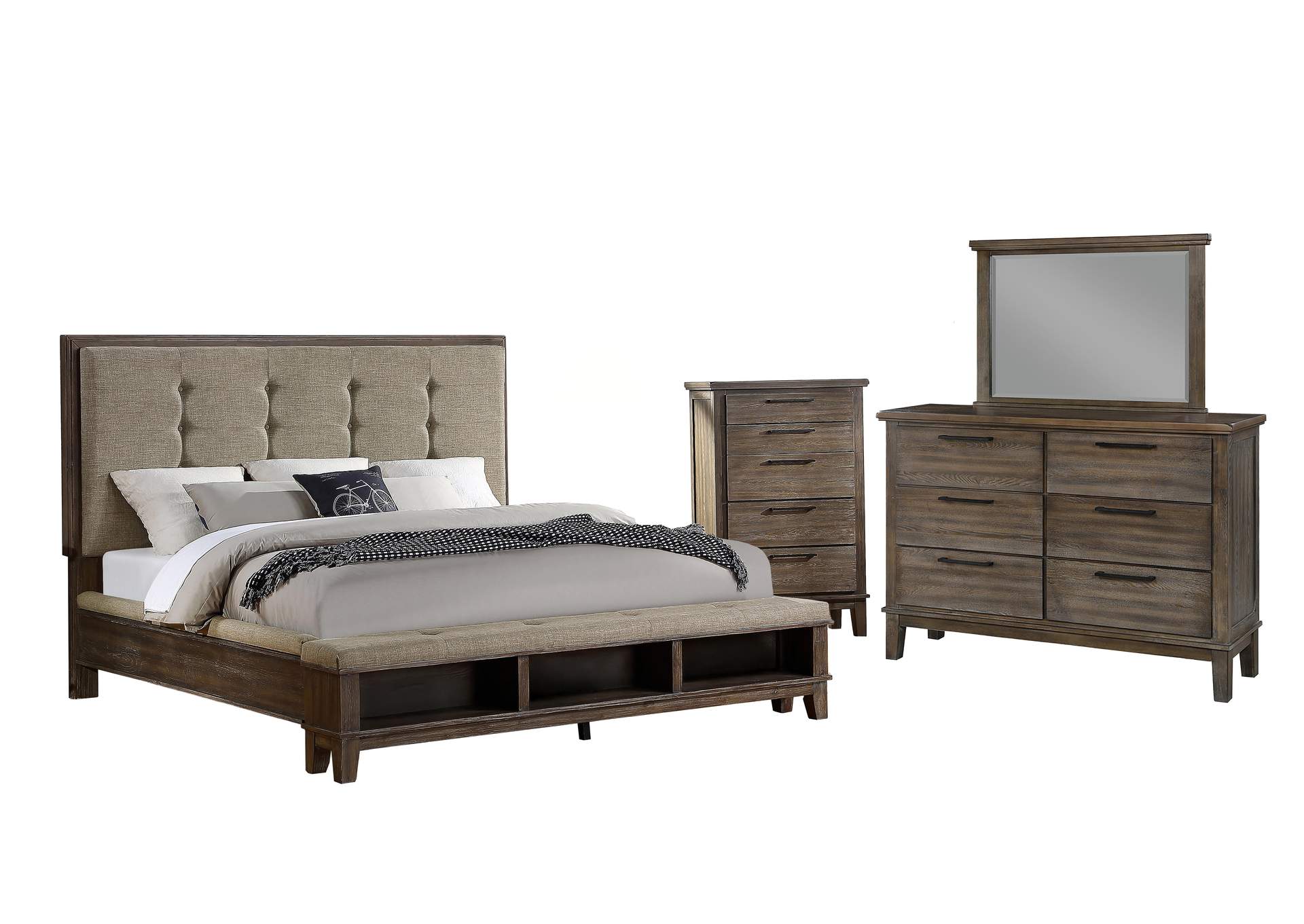 CAGNEY CALIFORNIA KING 4 PIECE - BED, DRESSER, MIRROR, CHEST - VINTAGE image 1