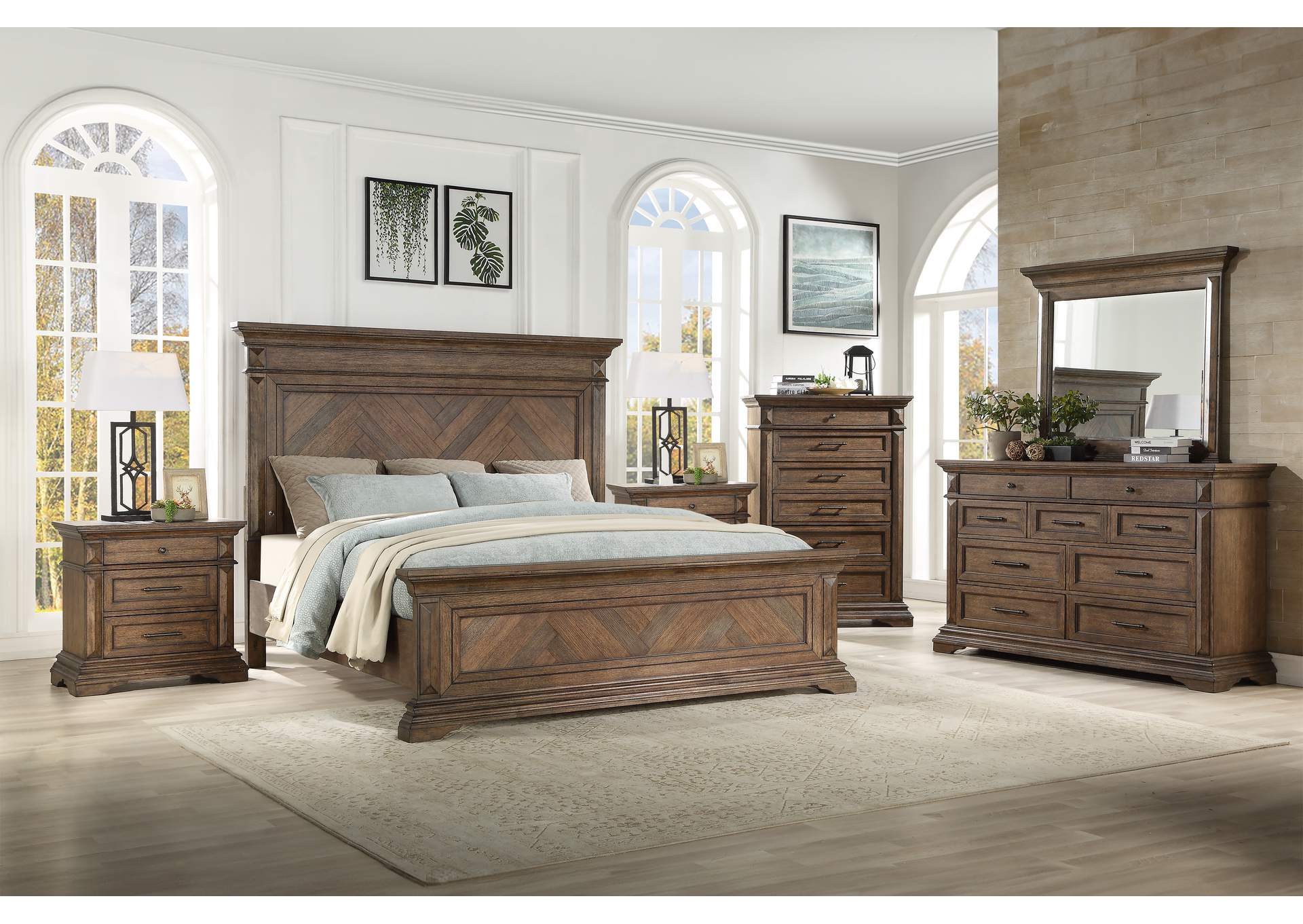 MAR VISTA - CALIFORNIA KING 6 PIECE SET - BED, DRESSER, MIRROR, CHEST, 2 NIGHTSTANDS