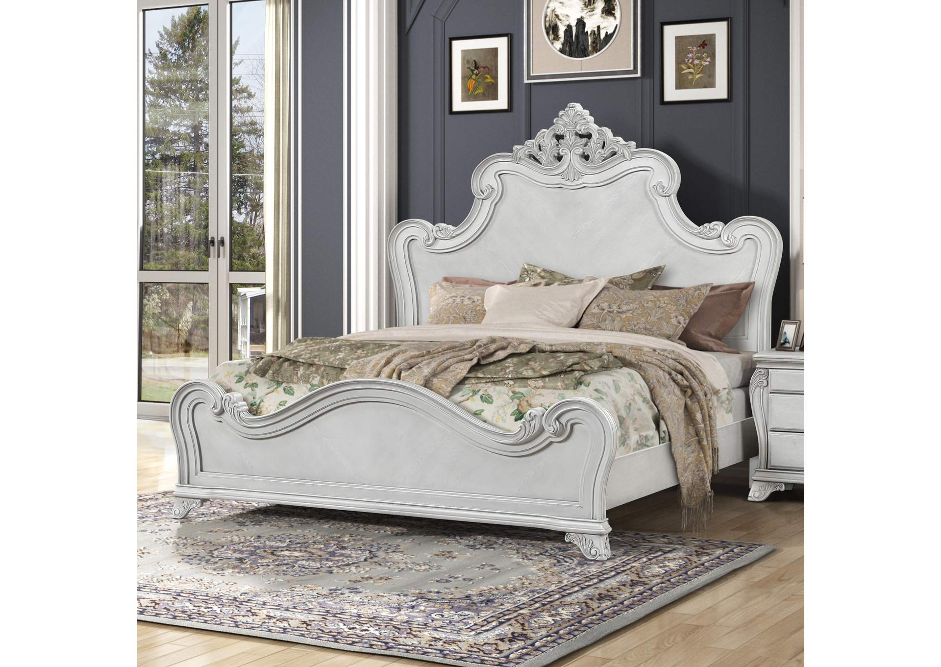 Cambria Hills King Bed Panel Bed,Mist Gray