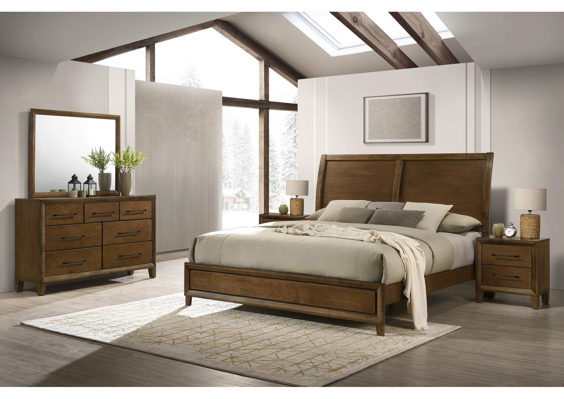 BALLARD – KING EASTERN 5 PIECE SET - BED, DRESSER, MIRROR, 2 NIGHTSTANDS image 1