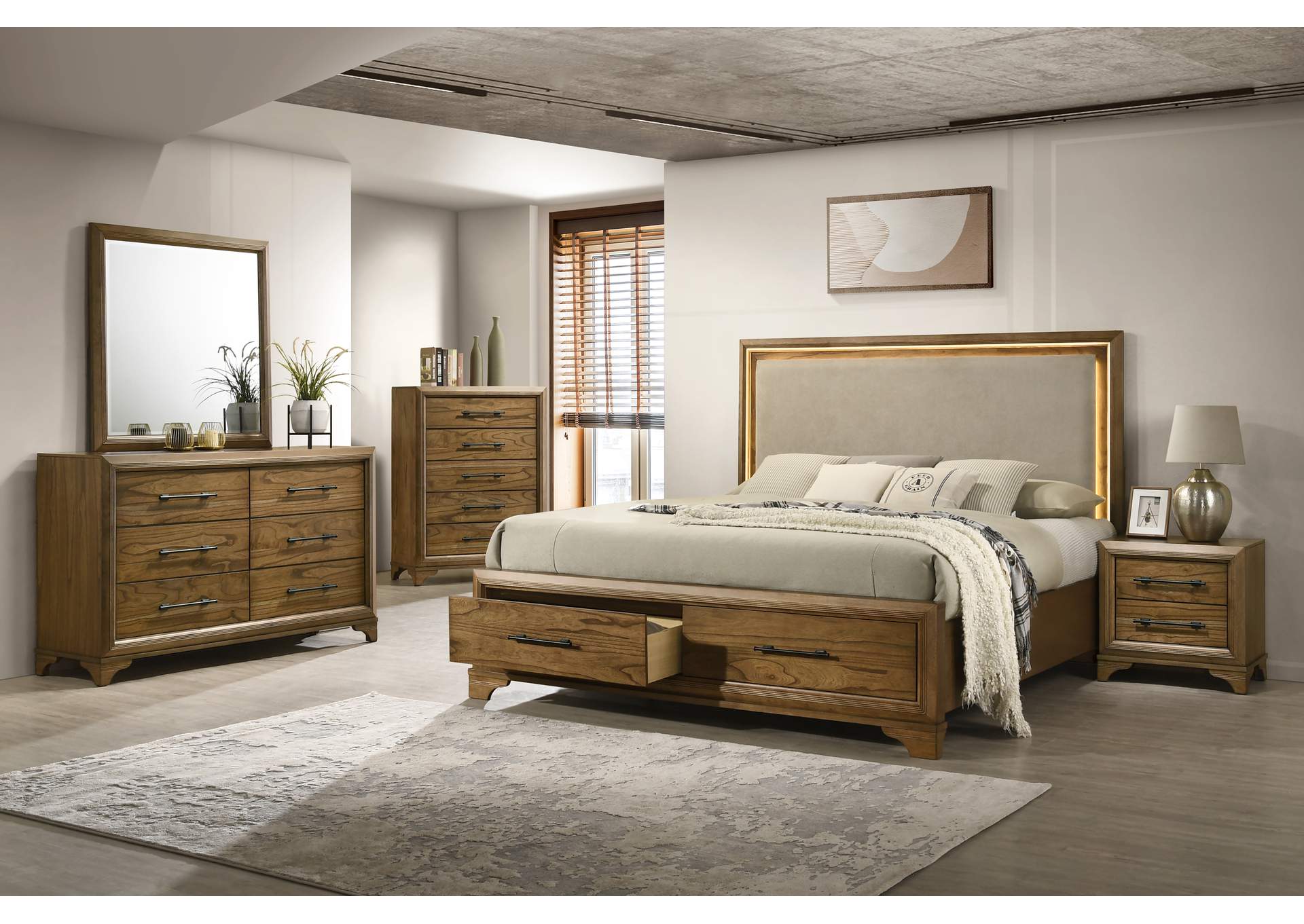 TALCOTT - CALIFORNIA KING 5 PIECE SET - BED, DRESSER, MIRROR, CHEST, NIGHTSTAND image 1