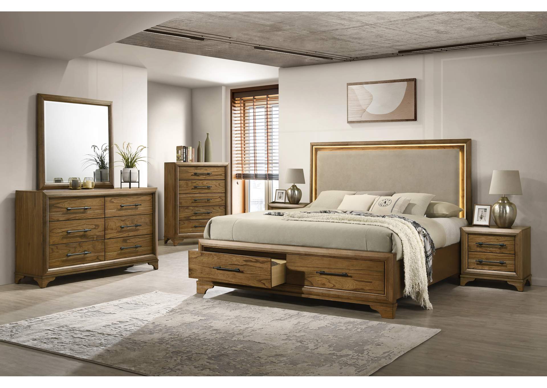 TALCOTT - CALIFORNIA KING 6 PIECE SET - BED, DRESSER, MIRROR, CHEST, 2 NIGHTSTANDS image 1
