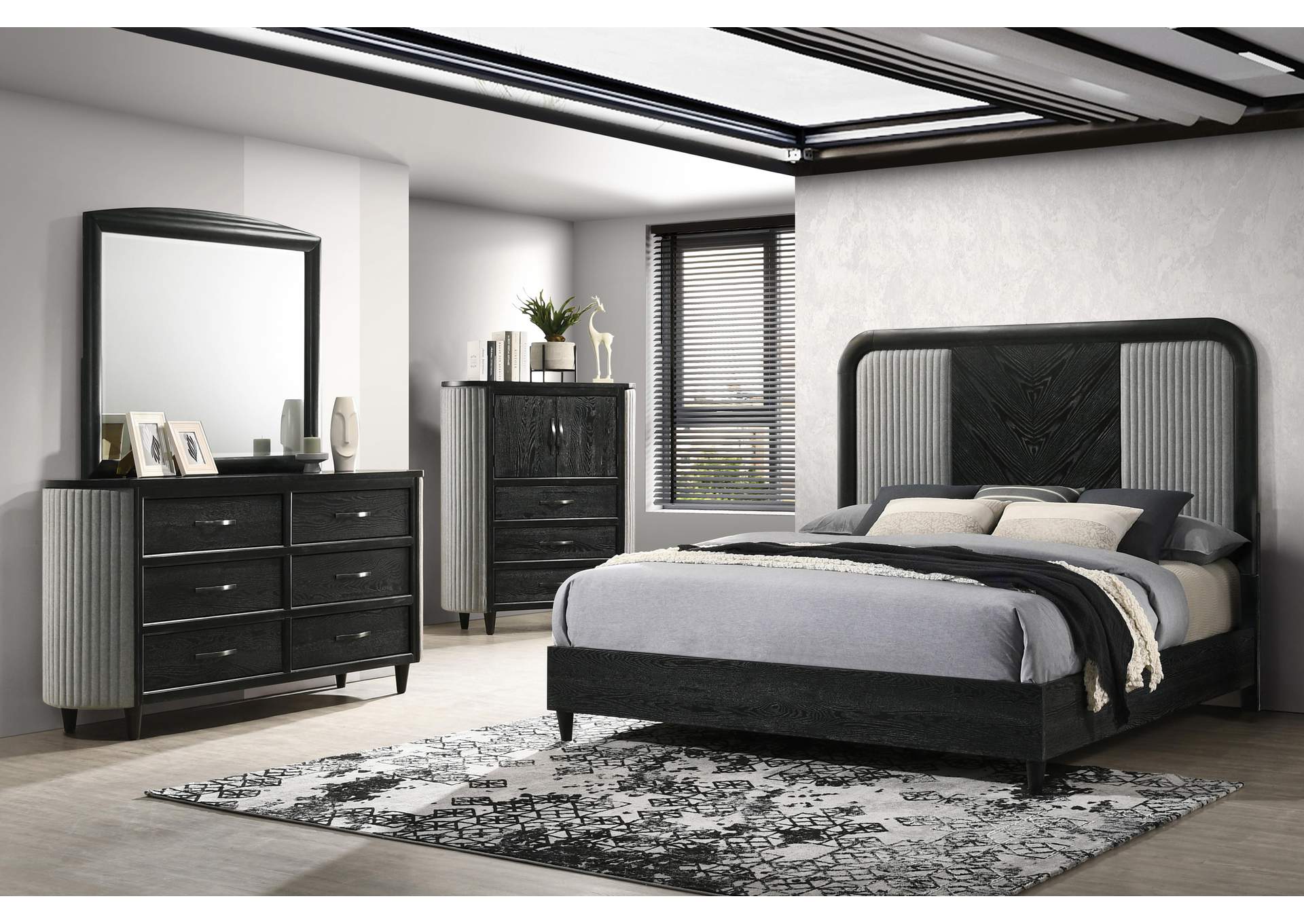 SKYLINE - QUEEN 4 PIECE SET - BED, DRESSER, MIRROR, CHEST image 1
