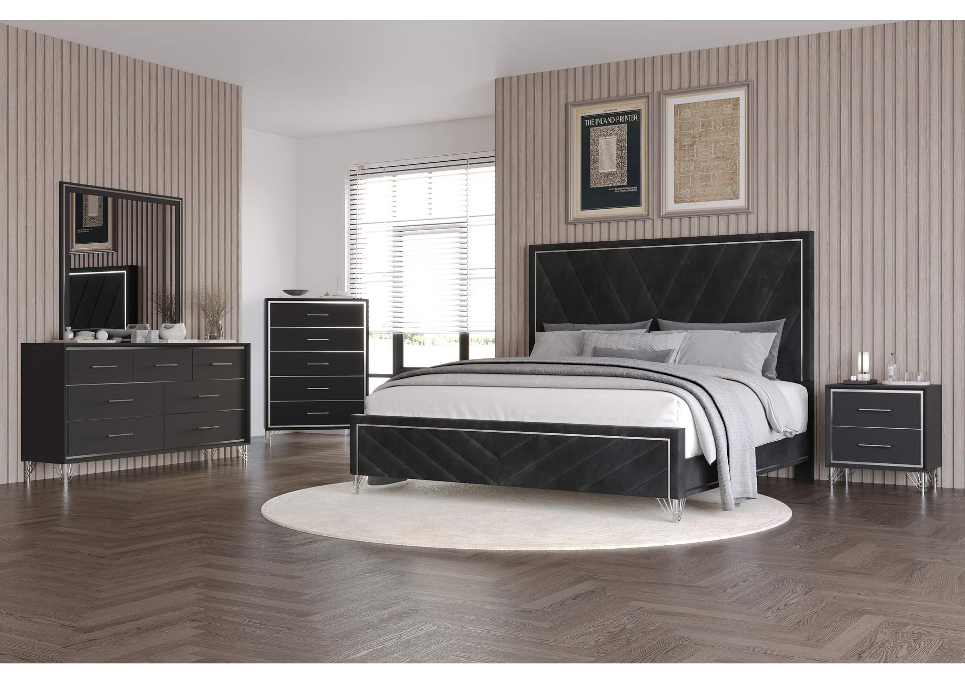 AVA - 6 - 0 CALIFORNIA KING 5 PIECE SET - BED, DRESSER, MIRROR, CHEST, NIGHTSTAND image 1