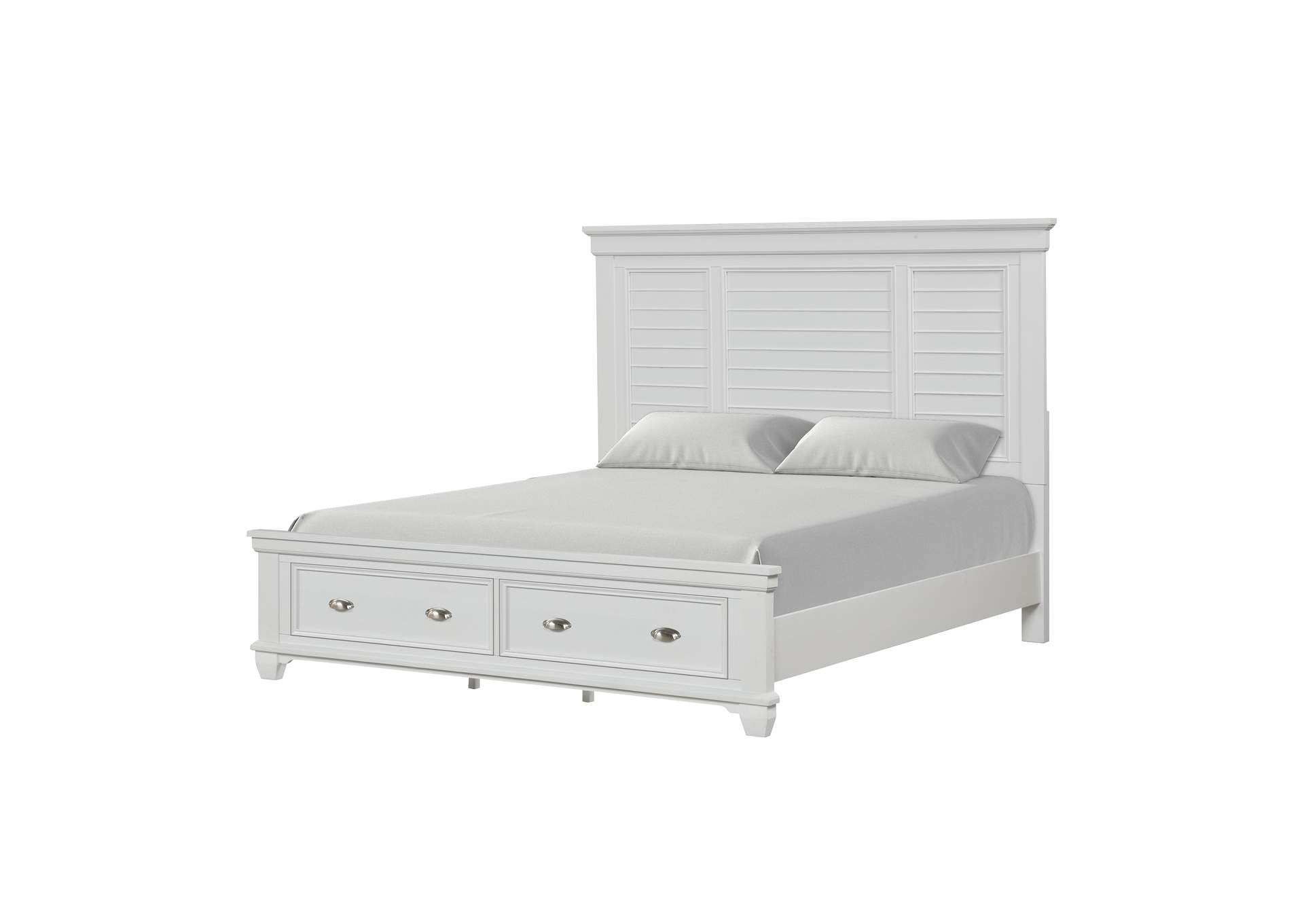 JAMESTOWN - CALIFORNIA KING BED WITH STORAGE - WHITE