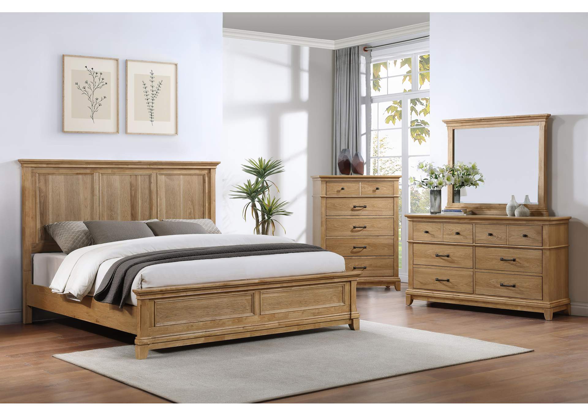 SUNSTONE - KING 4 PIECE SET - BED, DRESSER, MIRROR, CHEST image 1