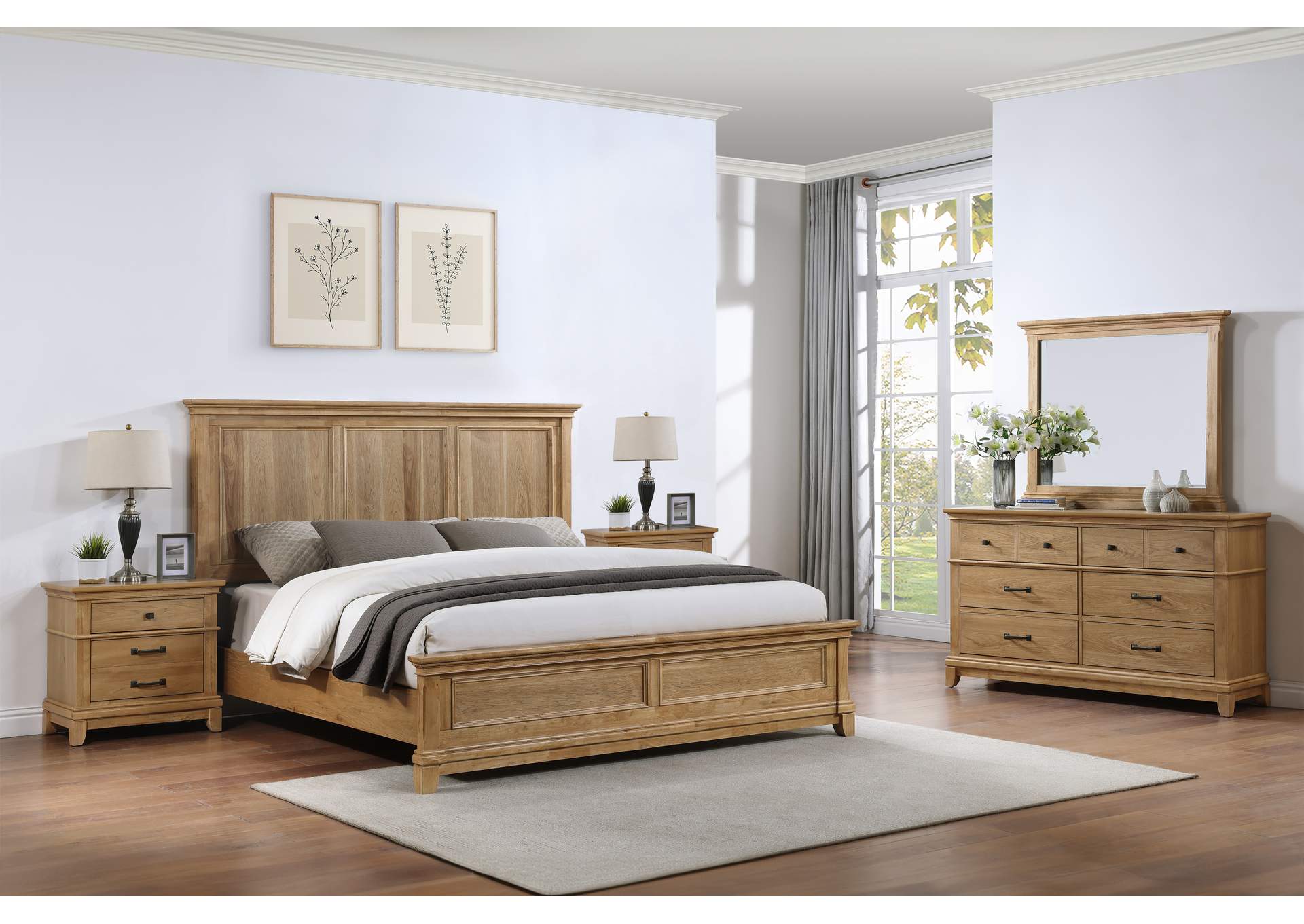 SUNSTONE - KING 5 PIECE SET - BED, DRESSER, MIRROR, 2 NIGHTSTANDS image 1