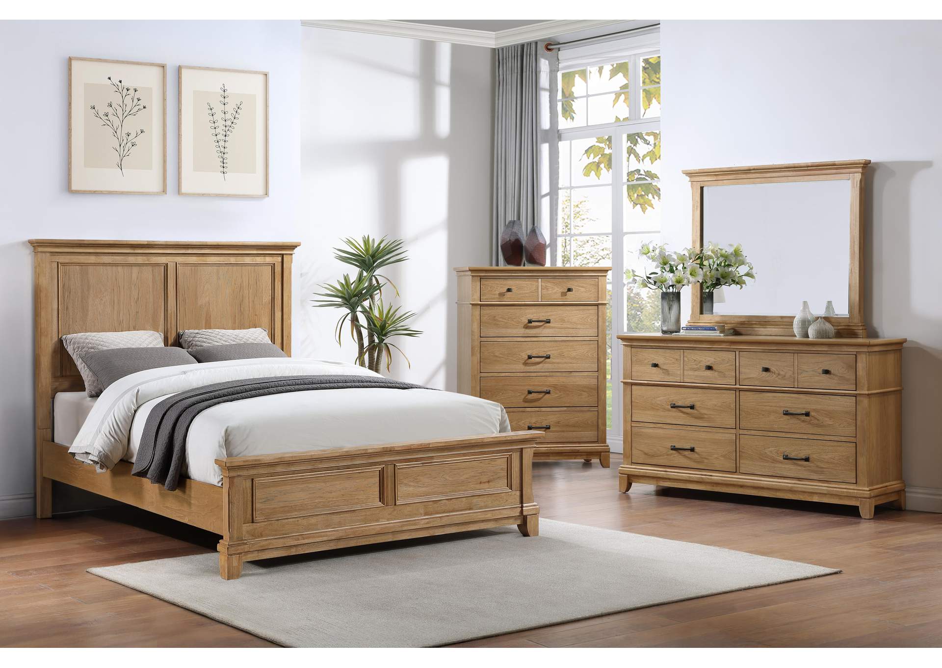 SUNSTONE - QUEEN 4 PIECE SET - BED, DRESSER, MIRROR, CHEST image 1