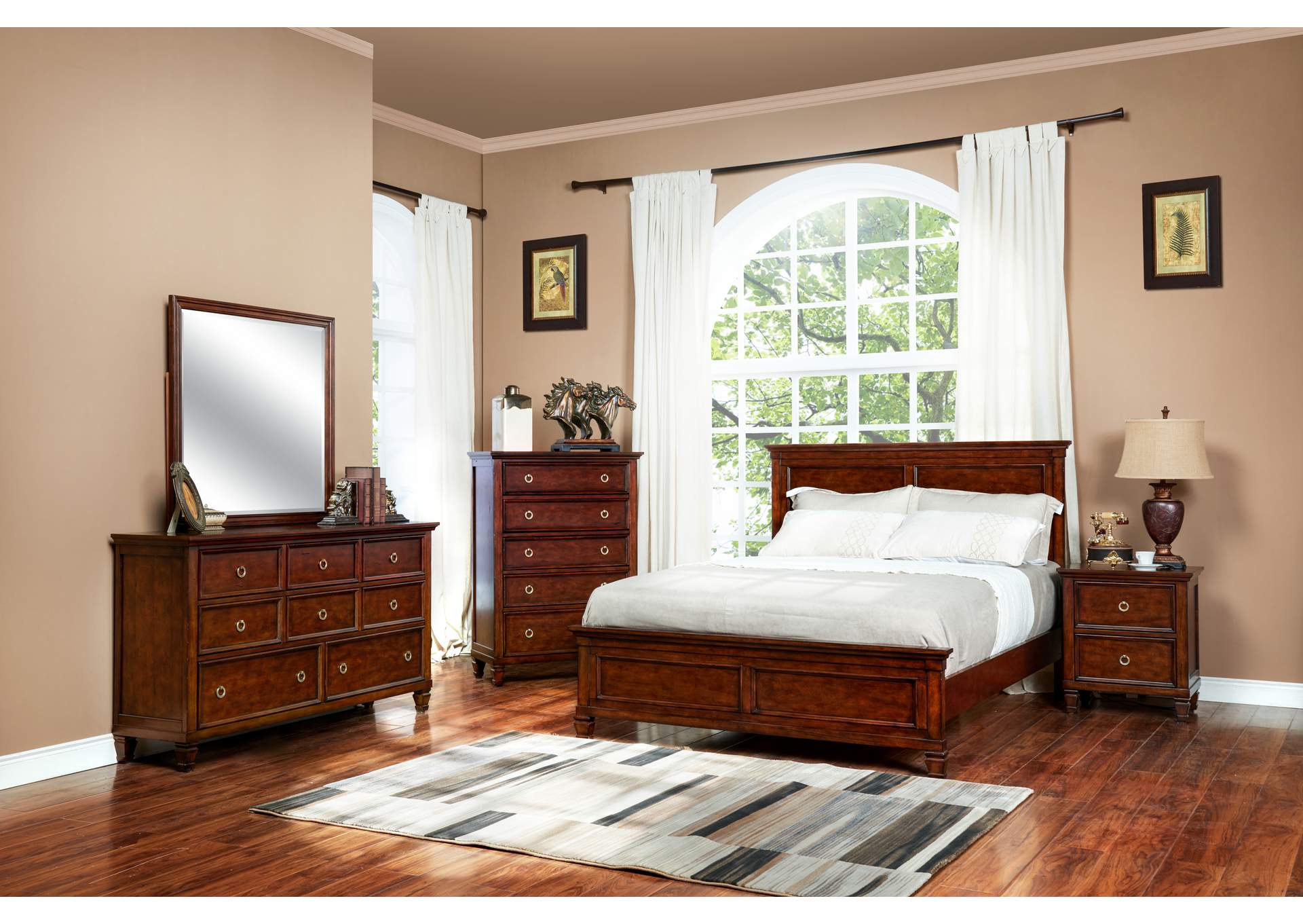 Tamarack Queen Bedueen 4pc Bed,Dresser,Mirror,NightstandBrn Cherry image 3