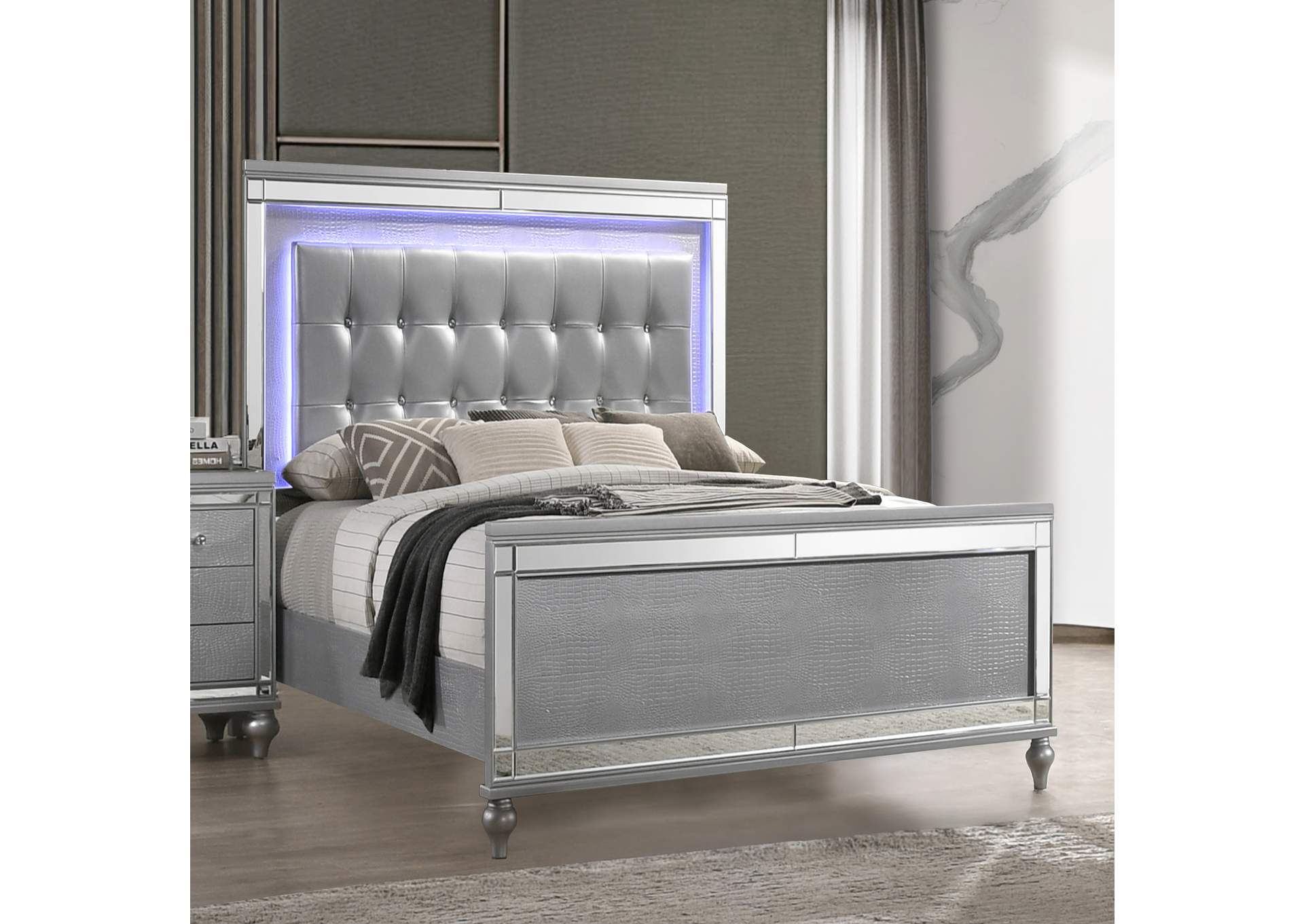 VALENTINO FULL BED - SILVER