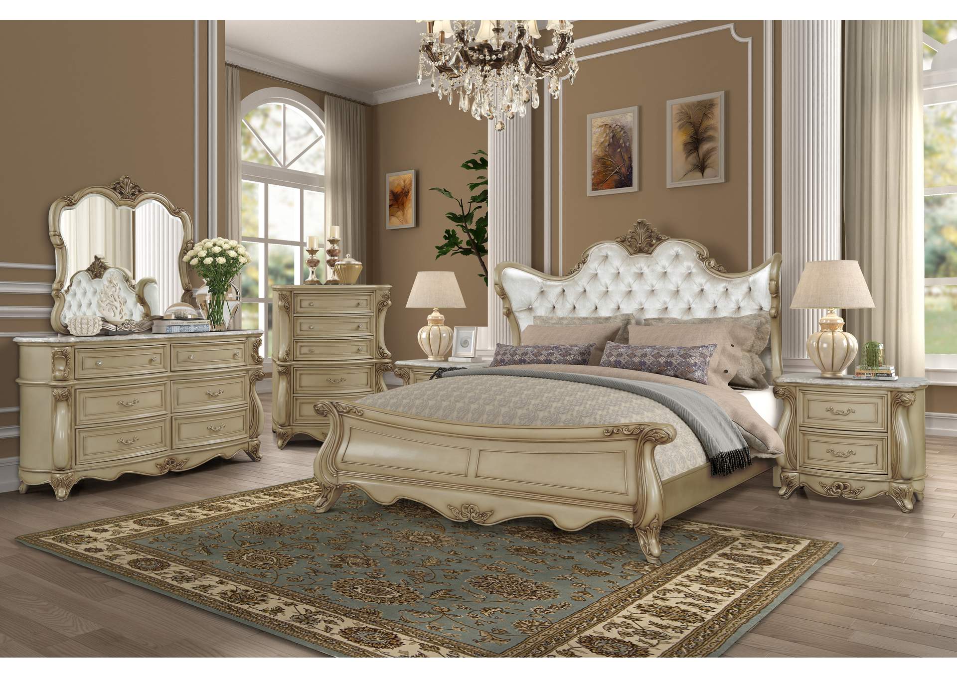 MONIQUE DRESSER WITH MARBLE TOP - CHAMPAGNE image 9