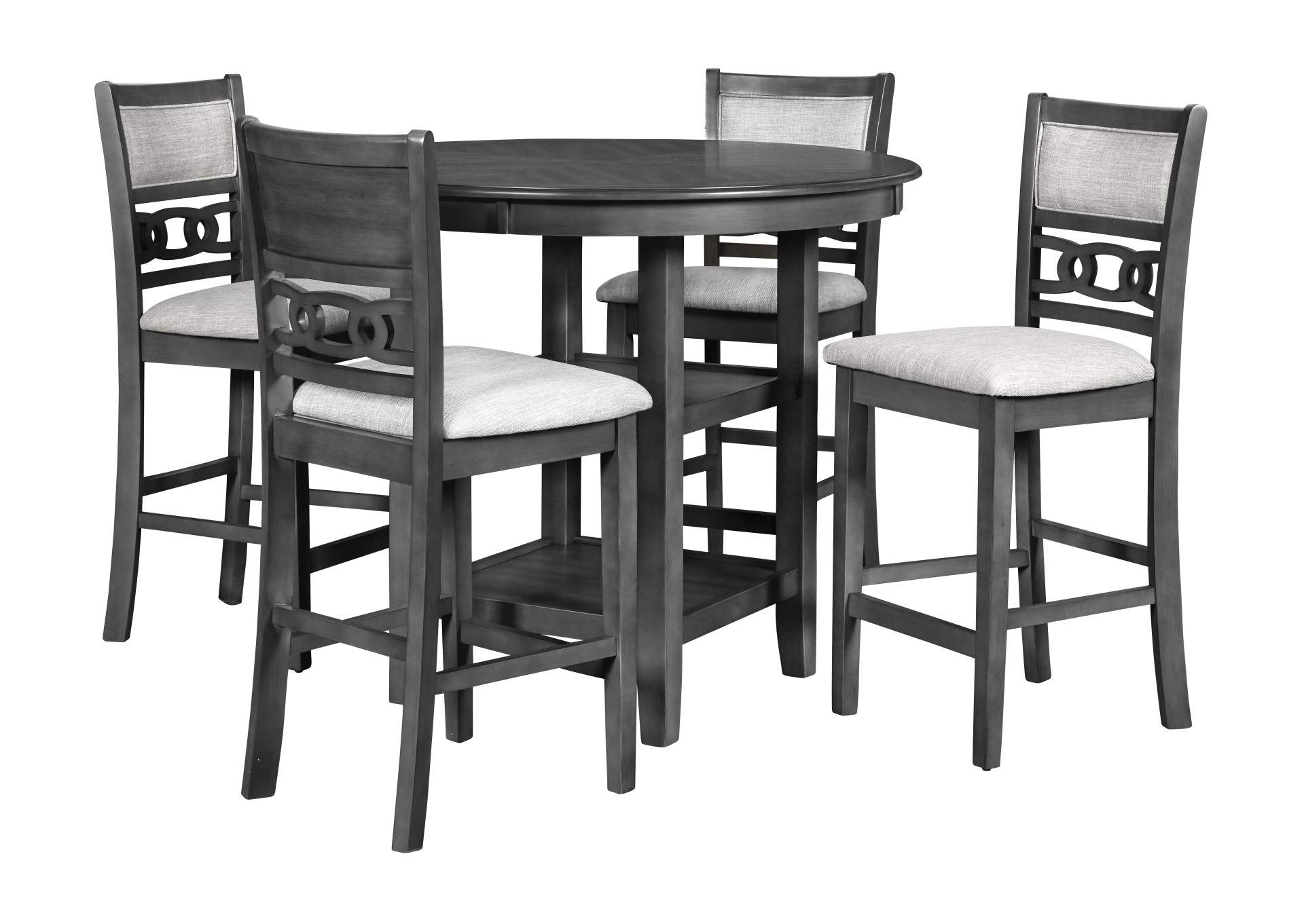 GIA 5 PIECE 42" ROUND COUNTER DINING TABLE AND 4 CHAIRS - GRAY