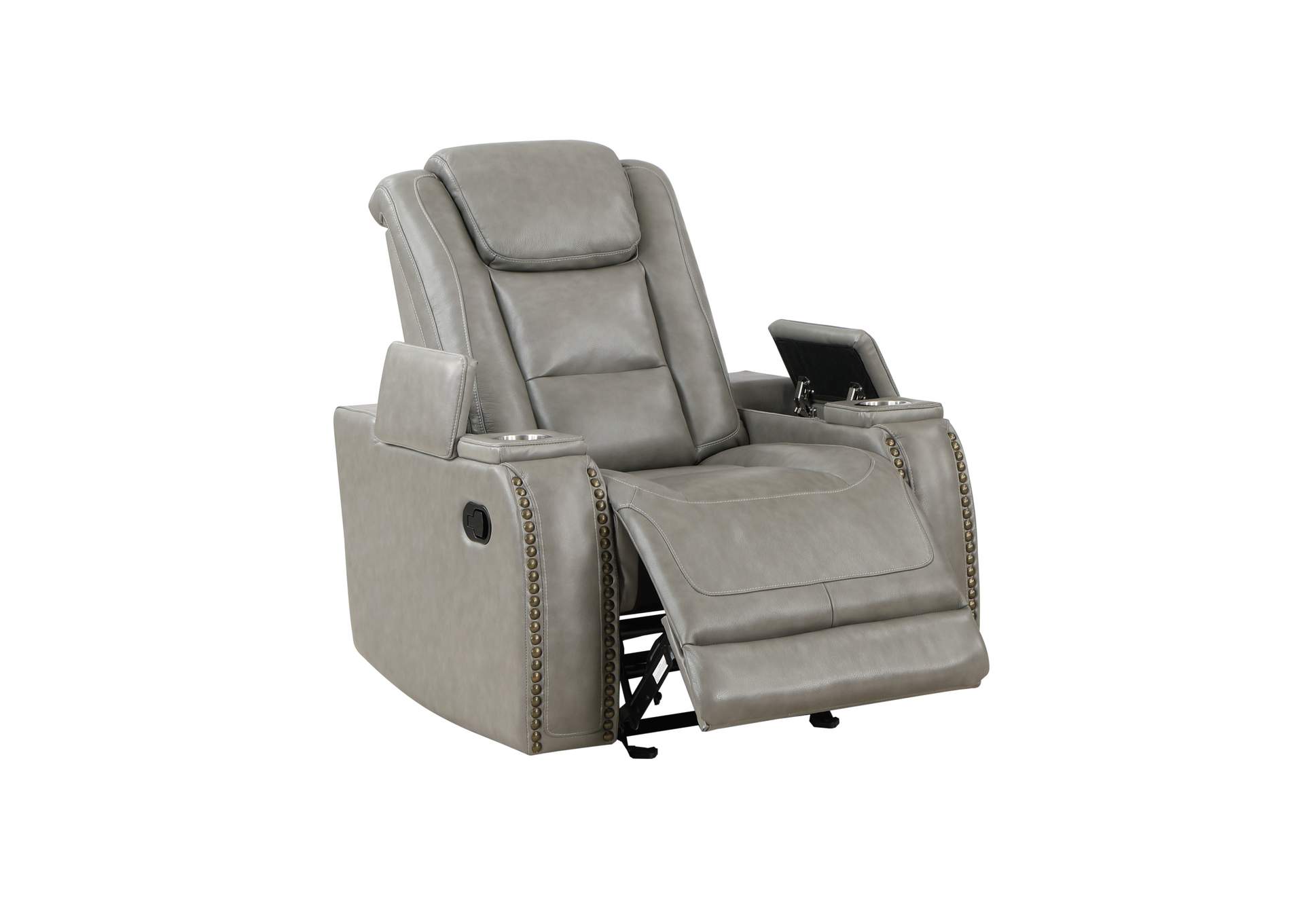Breckenridge Leather Manual 3 Piece - Sofa, Loveseat, Reclining - Light - Gray