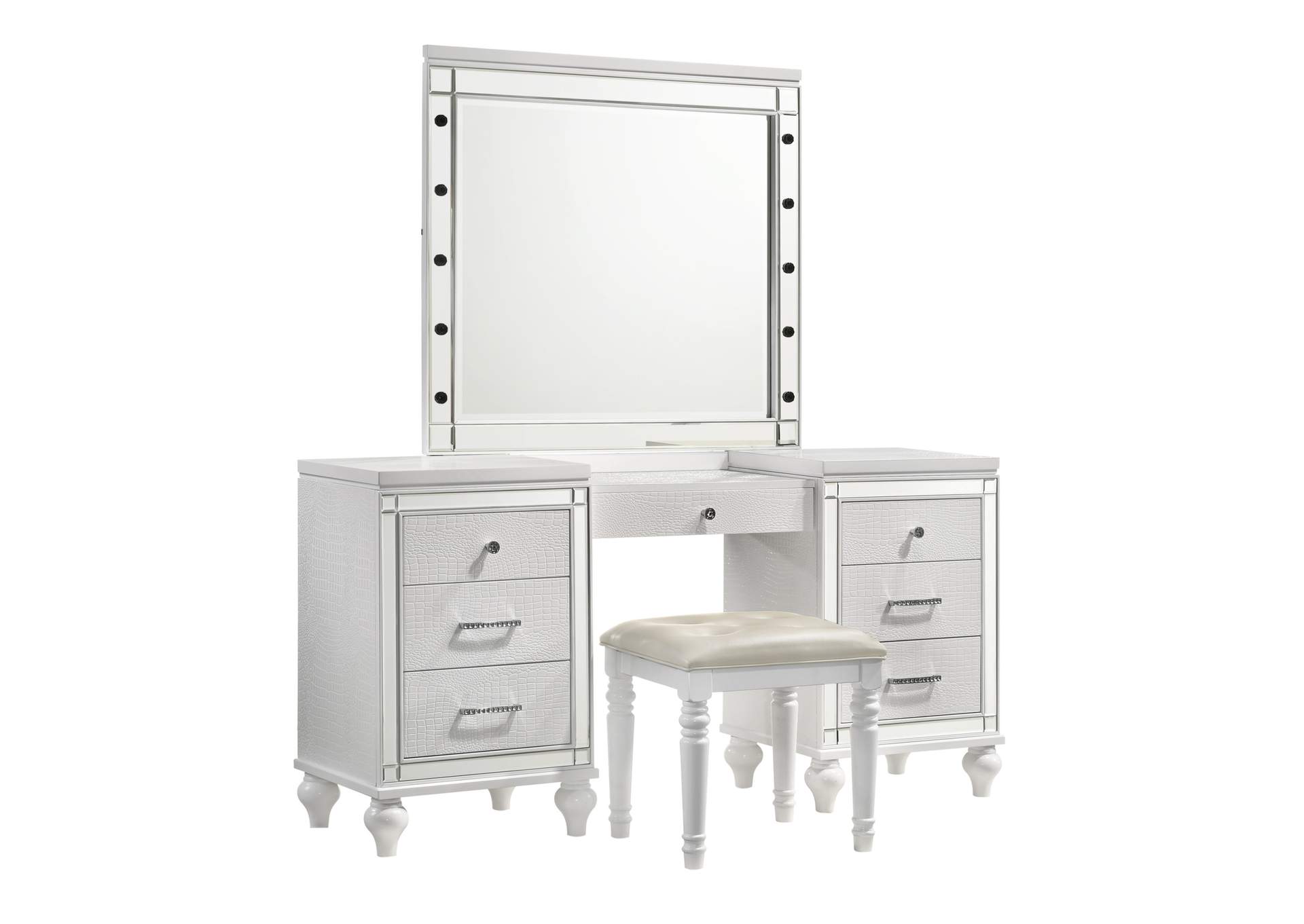 Valentino Vanity Table Mirror - Bulbs Not Included - White