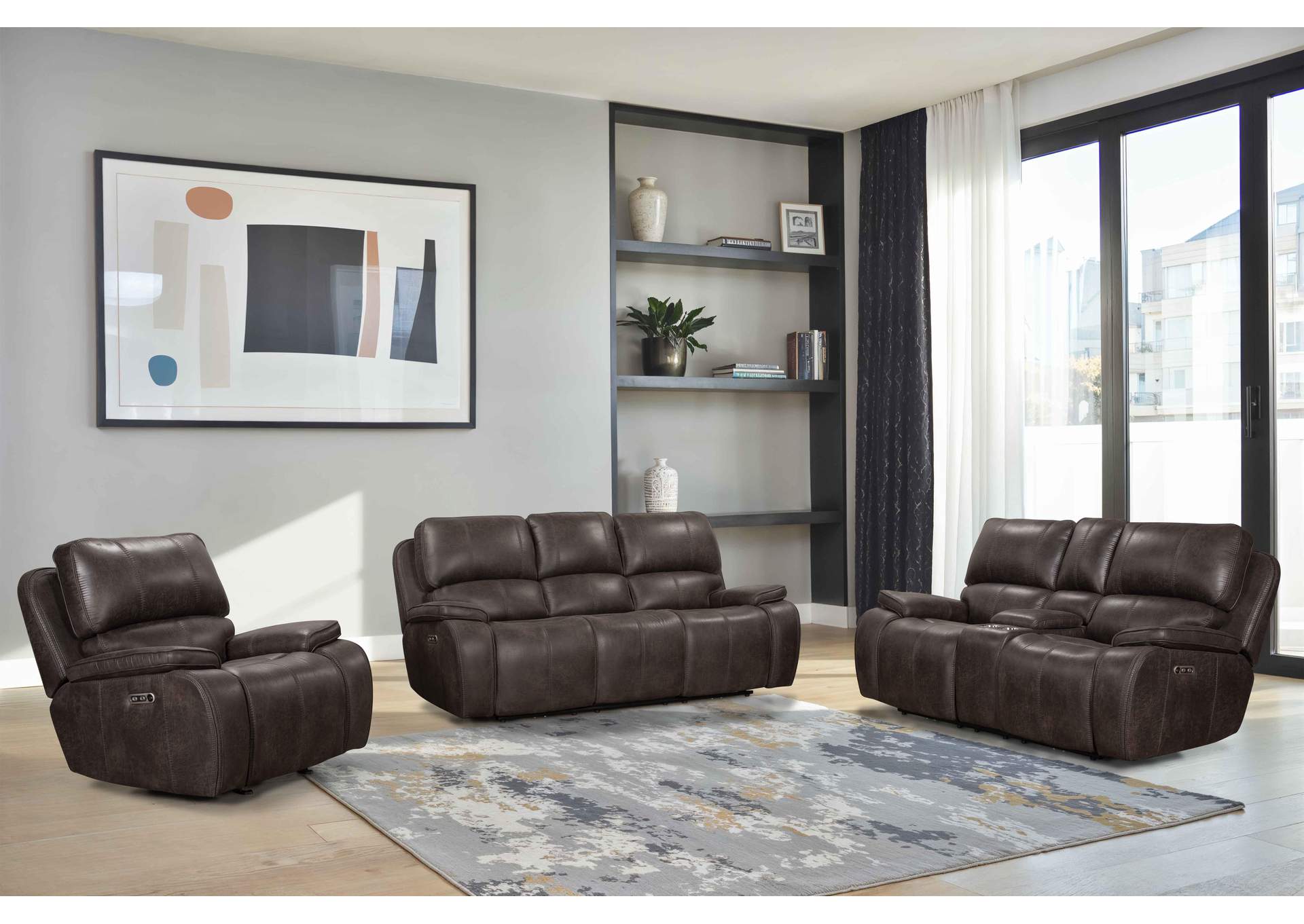 BROOKINGS SOFA WITH POWER HEAD REST AND FOOT REST - CHARCOAL - GRAY image 1