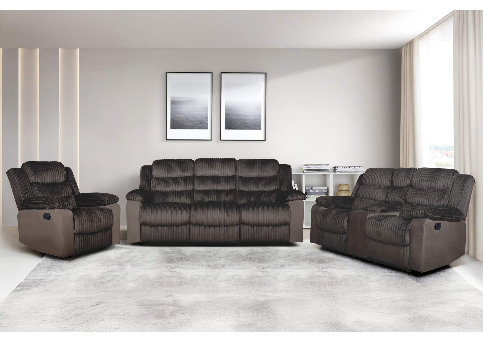 WILLOW CONSOLE LOVESEAT WITH DUAL RECLINERS - BROWN image 9