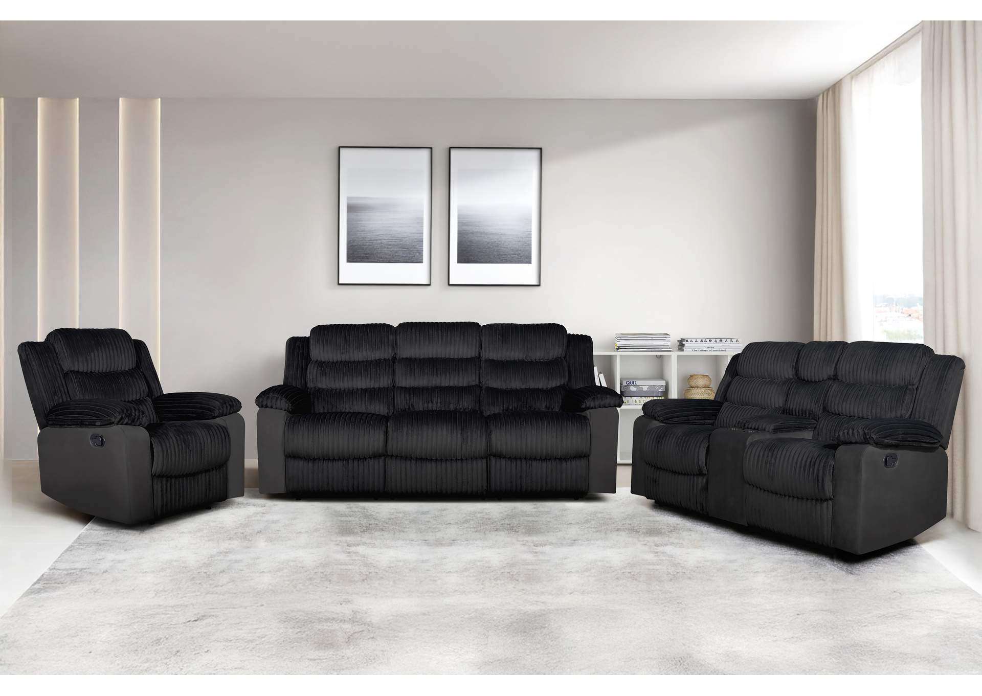 WILLOW CONSOLE LOVESEAT WITH DUAL RECLINERS - BLACK image 9