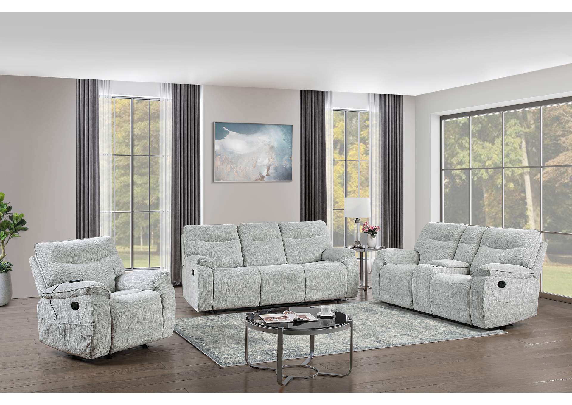 CHABLIS GLIDER RECLINER WITH HEAT AND MASSAGE - MIST GRAY image 9