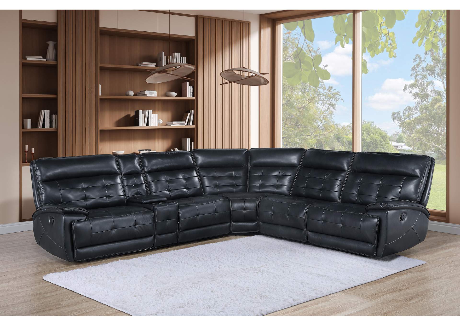 WARNER RIGHT ARM FACING LOVESEAT WITH 1 RECLINER - BLACK image 8