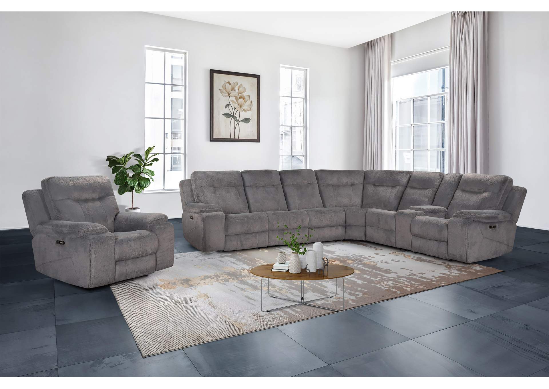 TEDDY LEFT ARM FACING SOFA WITH POWER HEAD REST AND FOOT REST - GRAY image 10