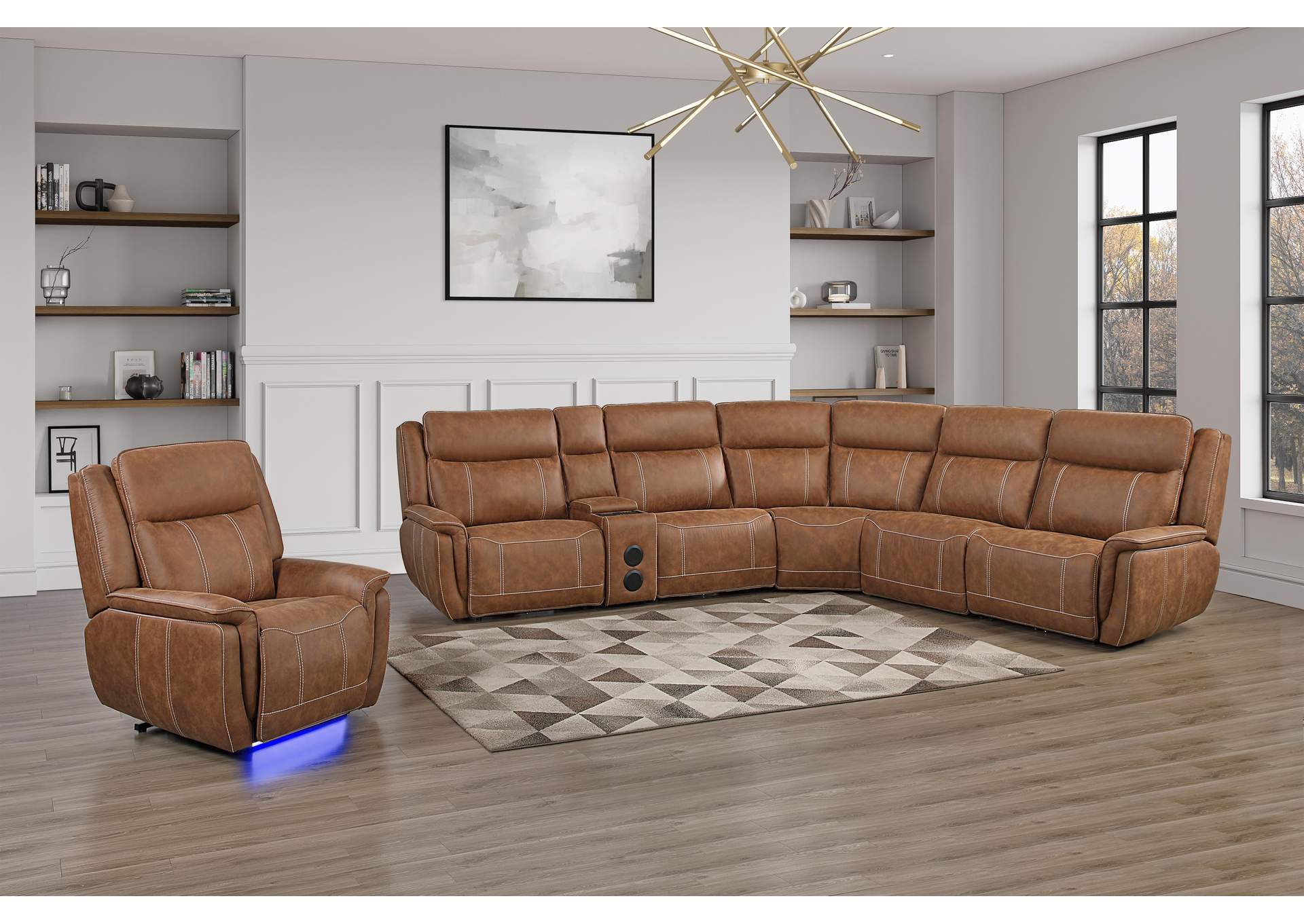 KYRA AUTO GLIDER RECLINER WITH POWER HEAD REST AND FOOT REST - SADDLE image 1