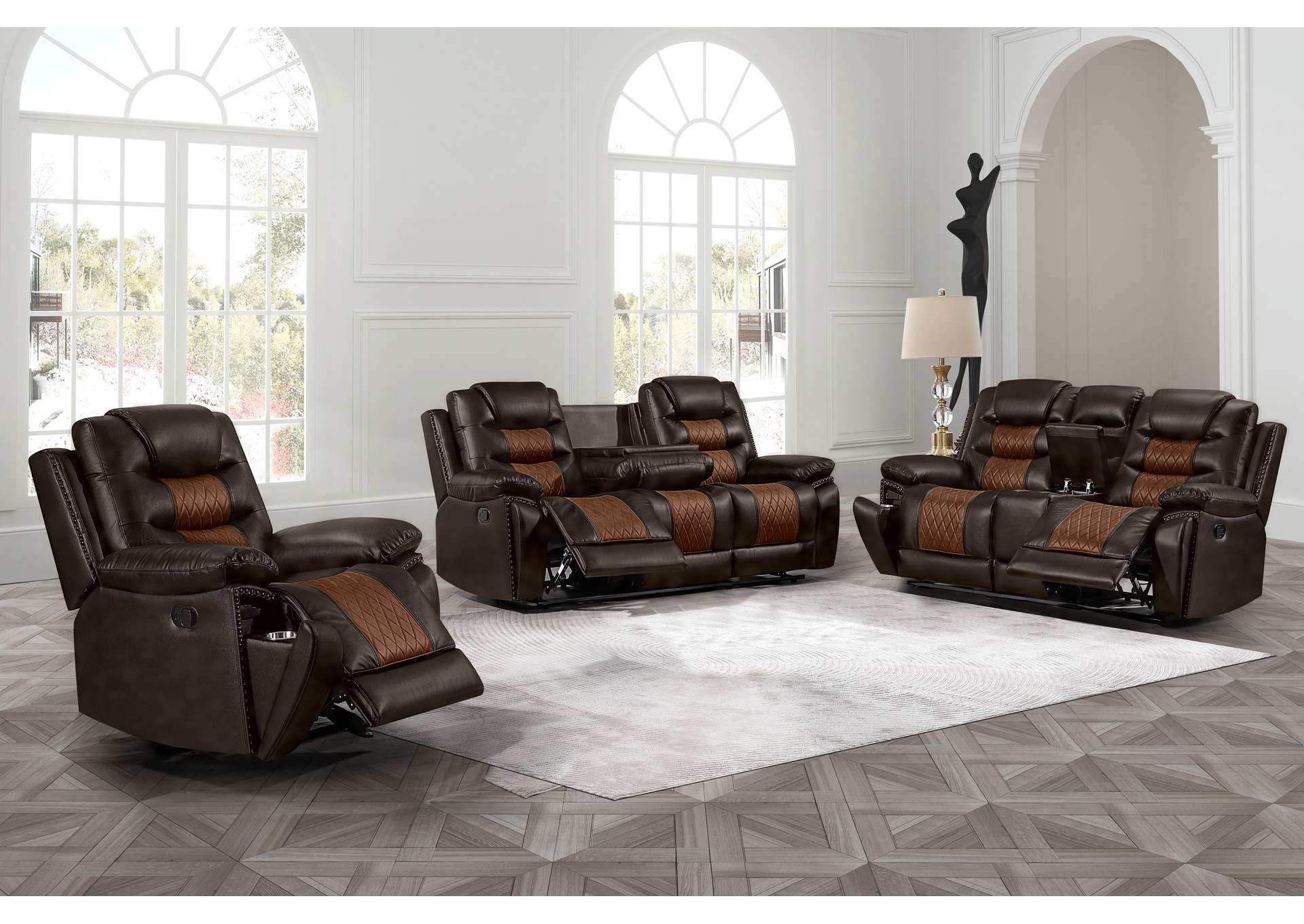 NIKKO CONSOLE LOVESEAT WITH DUAL RECLINERS - BROWN image 10