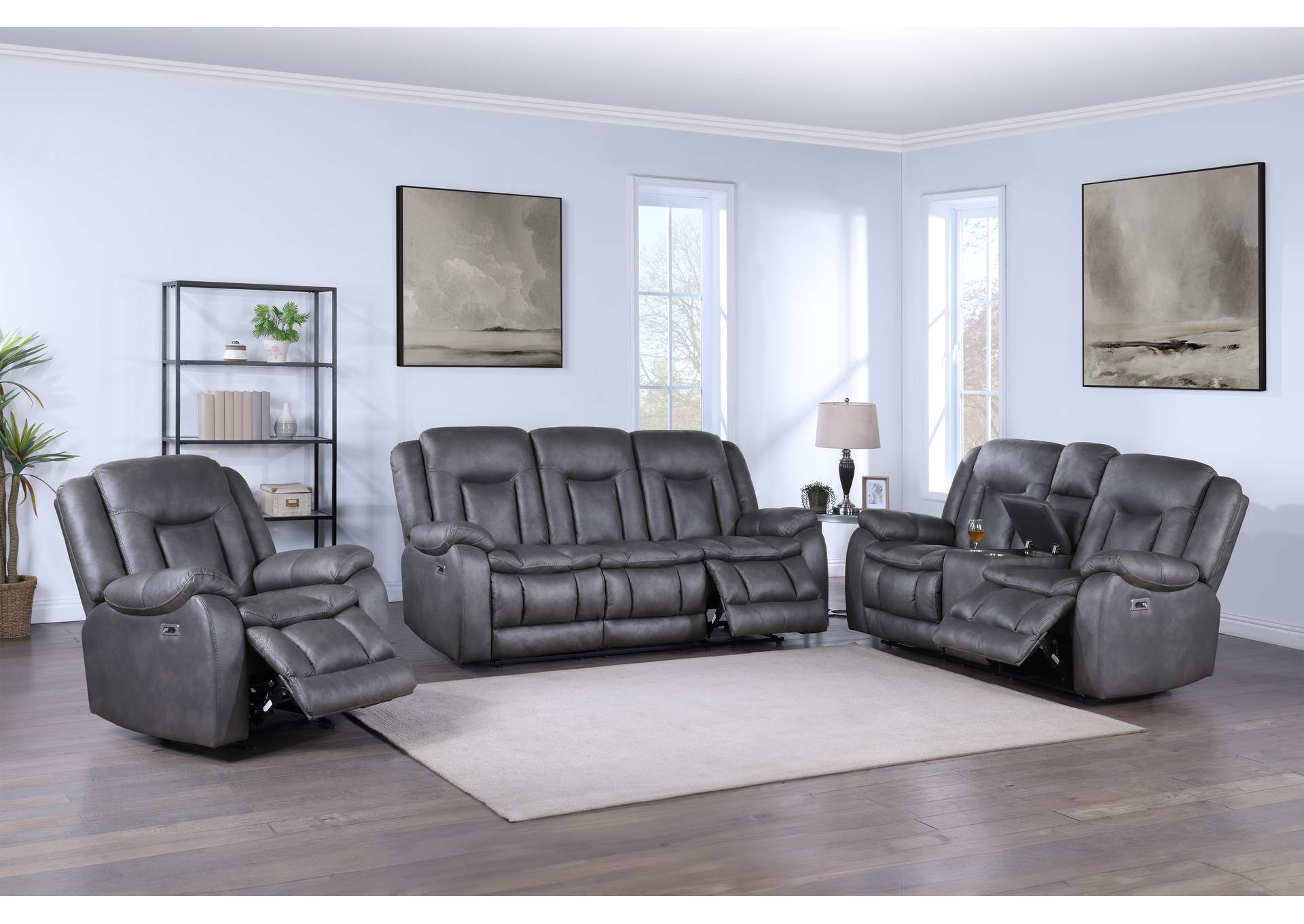 MORELLO POWER POWER 1 3 PIECE - SOFA, LOVESEAT, RECLINING - GRAY image 1