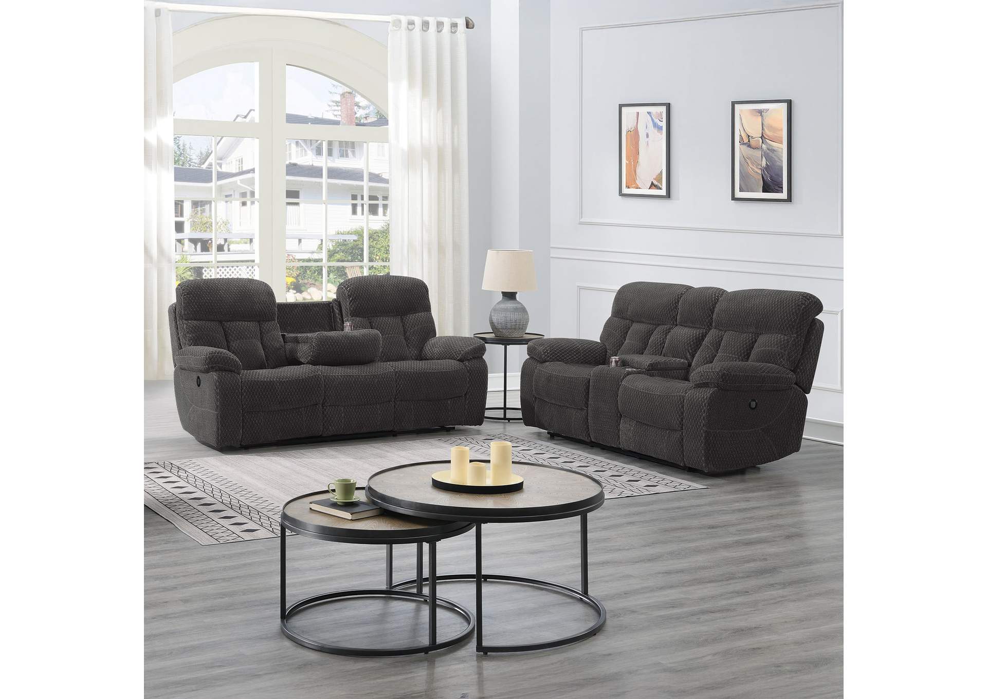 BRAVO 2 PIECE SOFA AND CONSOLE LOVESEAT WITH POWER FOOT REST - CHARCOAL