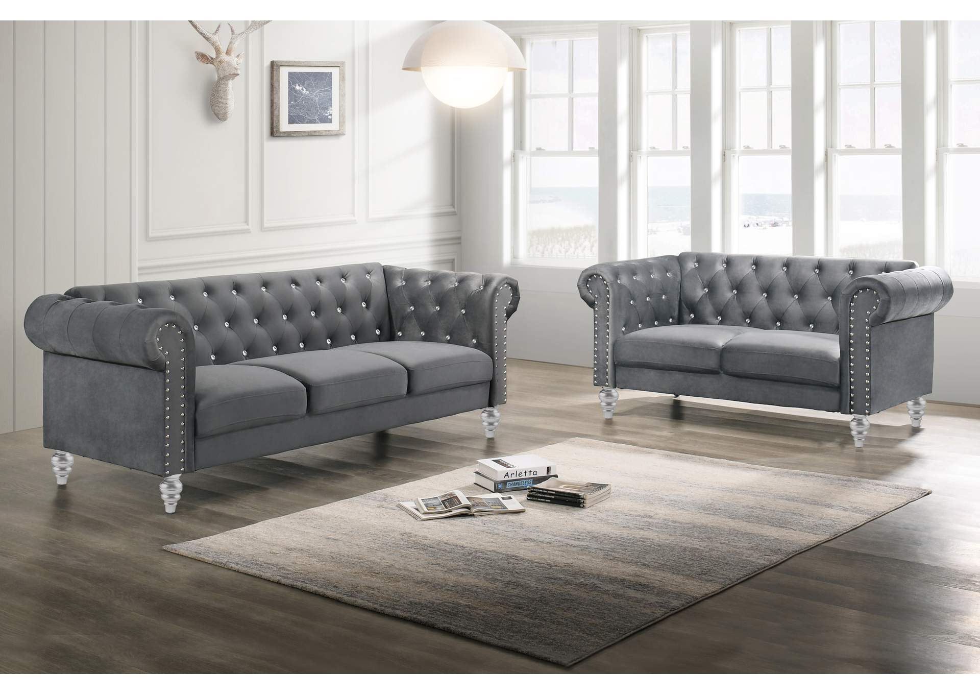 EMMA CRYSTAL LOVESEAT - GRAY image 7