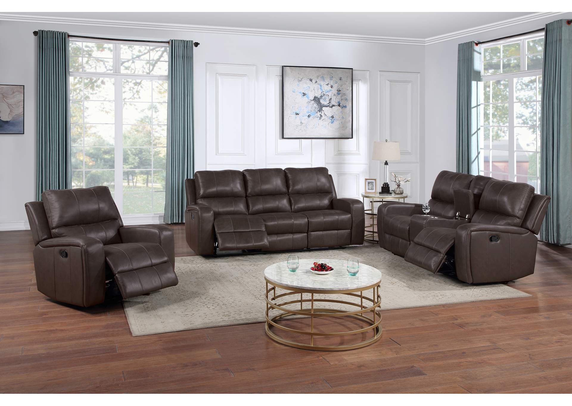 LINTON LEATHER GLIDER RECLINER - BROWN image 8