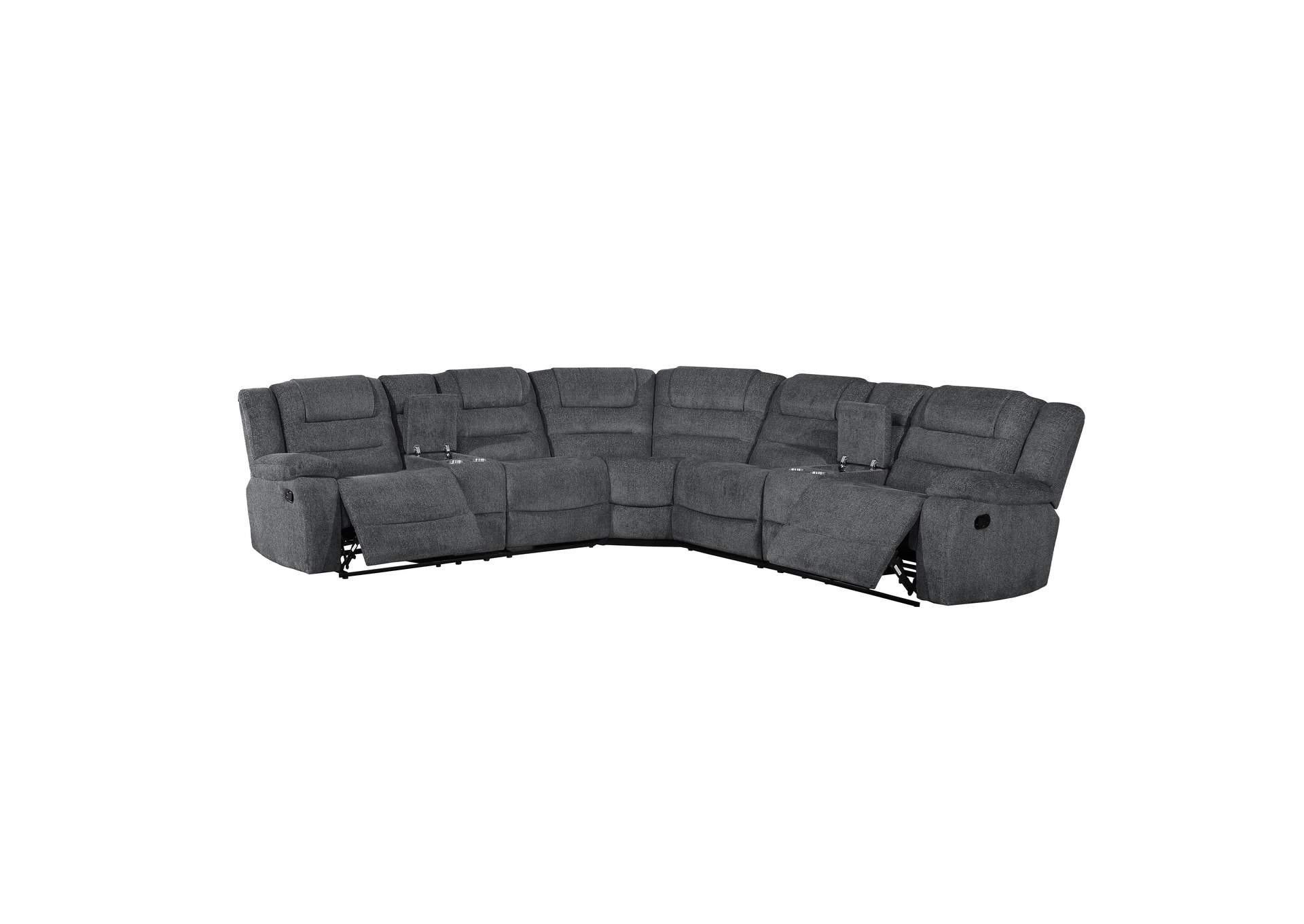 REDONDO - 3 PIECE SET MANUAL SECTIONAL LOVE - 2 - - WEDGE - DARK - GRAY image 1