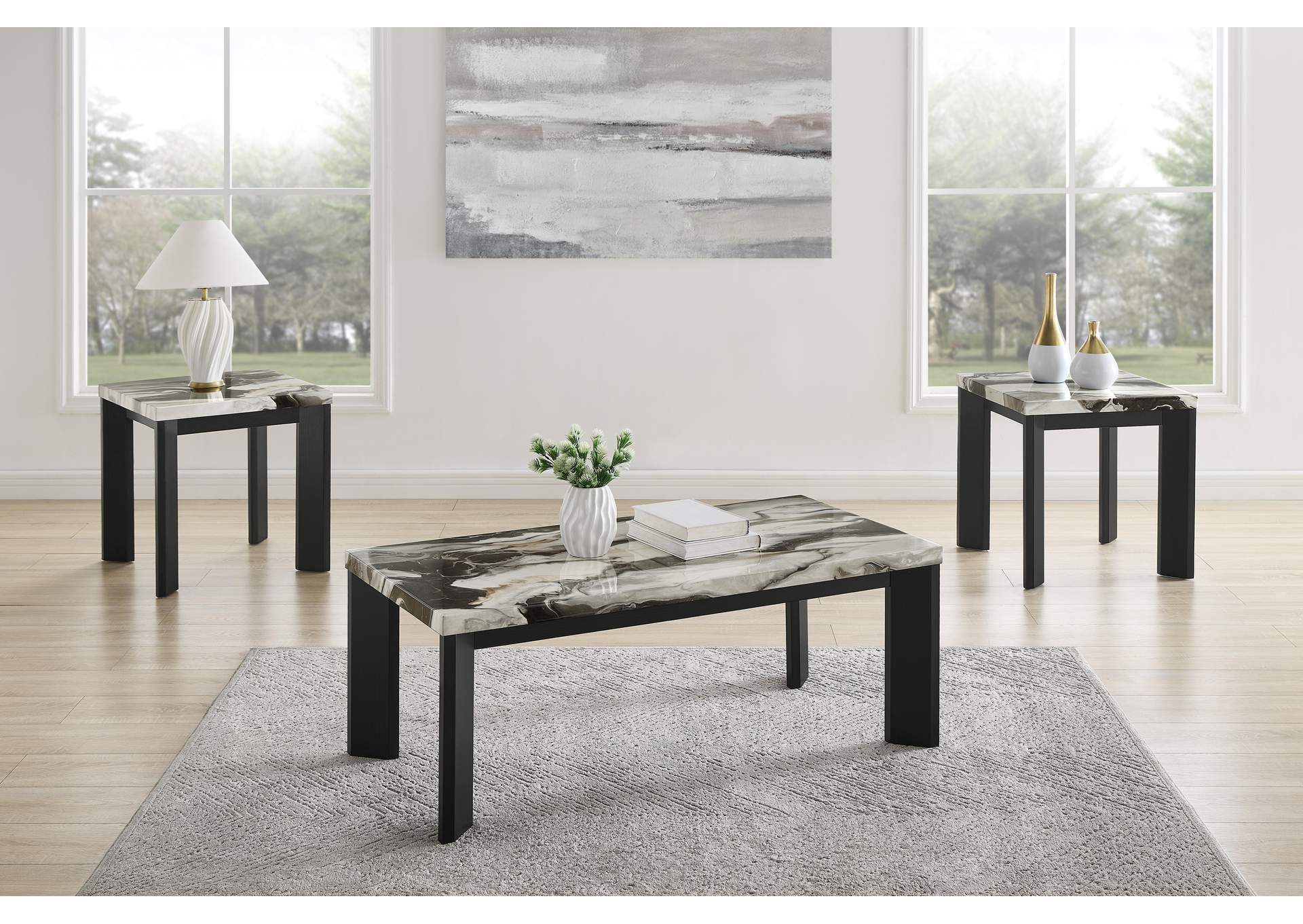 STRATA FAUX MARBLE 3 PIECE OCCASIONAL SET - 1 COFFEE AND 2 END TABL image 1