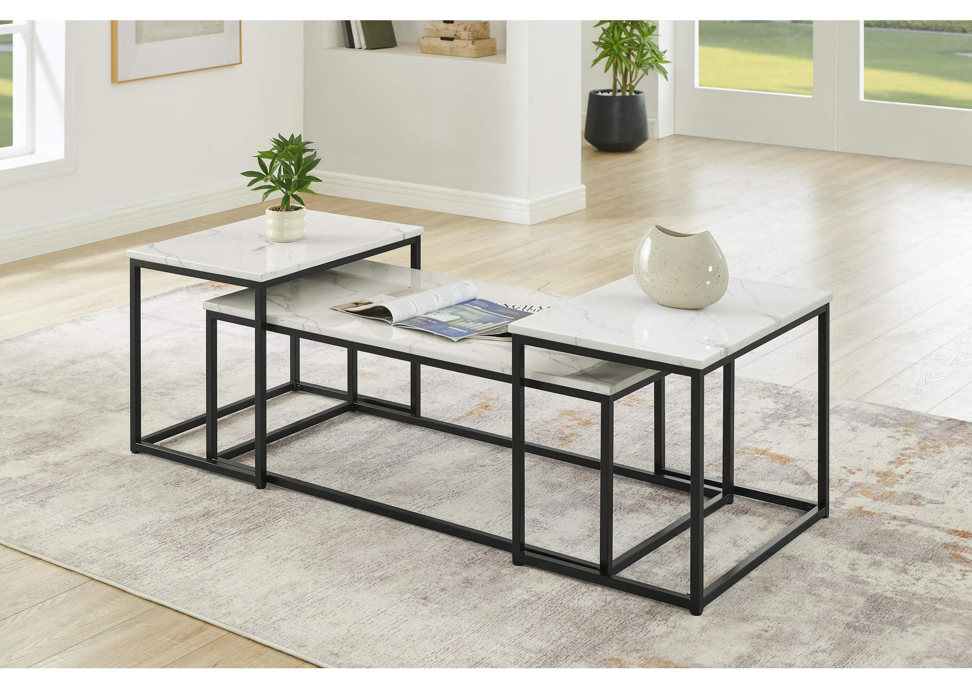 VETRA FAUX MARBLE 3 PIECE OCCASIONAL SET - 1 COFFEE AND 2 END TABLE image 1