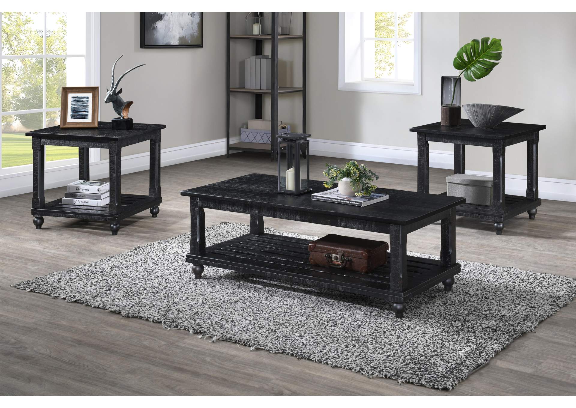 CADE 3 PIECE OCCASIONAL SET - 1 COFFEE AND 2 END TABLES - BLACK image 10