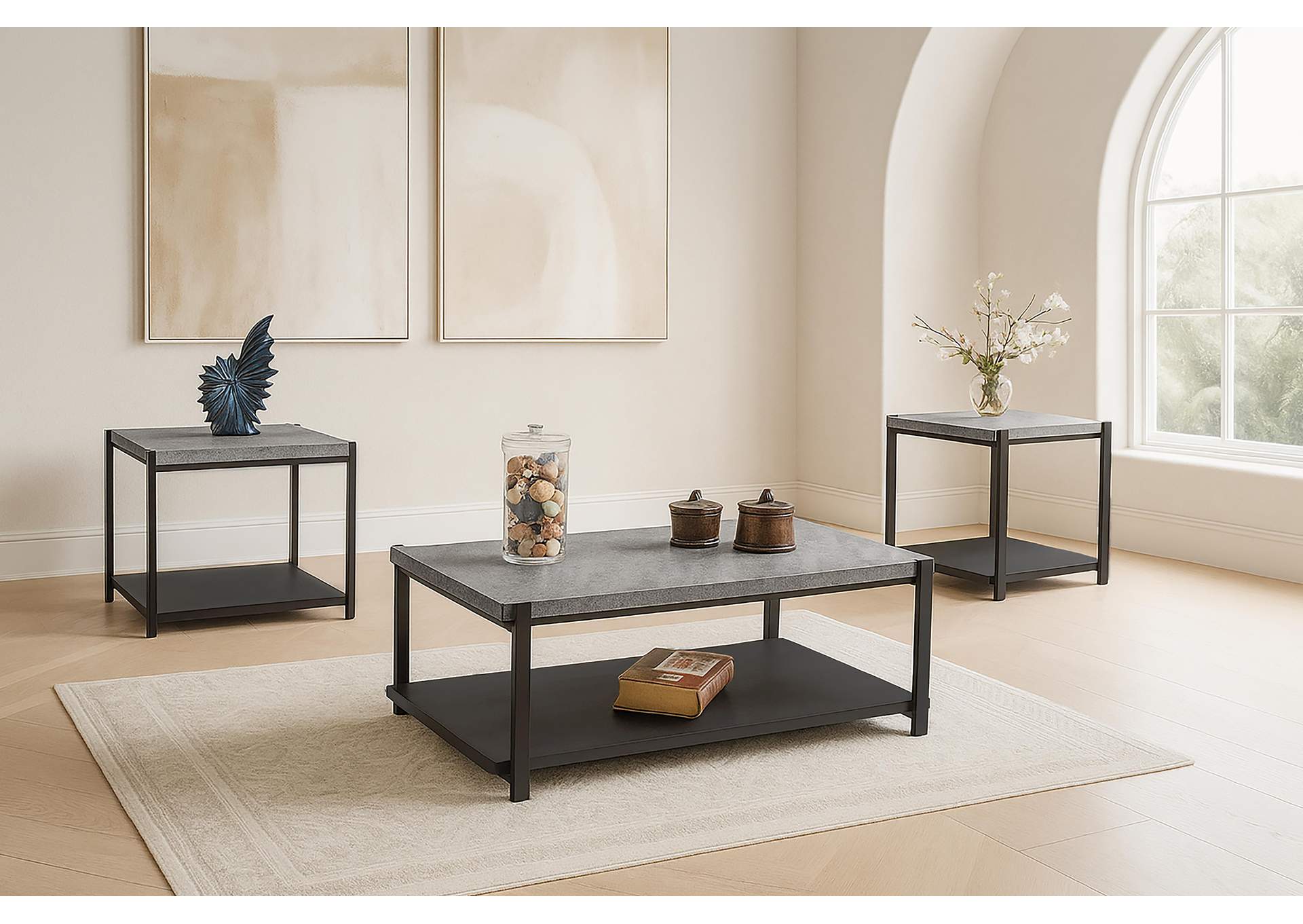 LINEA 3 PIECE OCCASIONAL SET - 1 COFFEE AND 2 END TABLES - LIGHT FULL - GRAY image 1