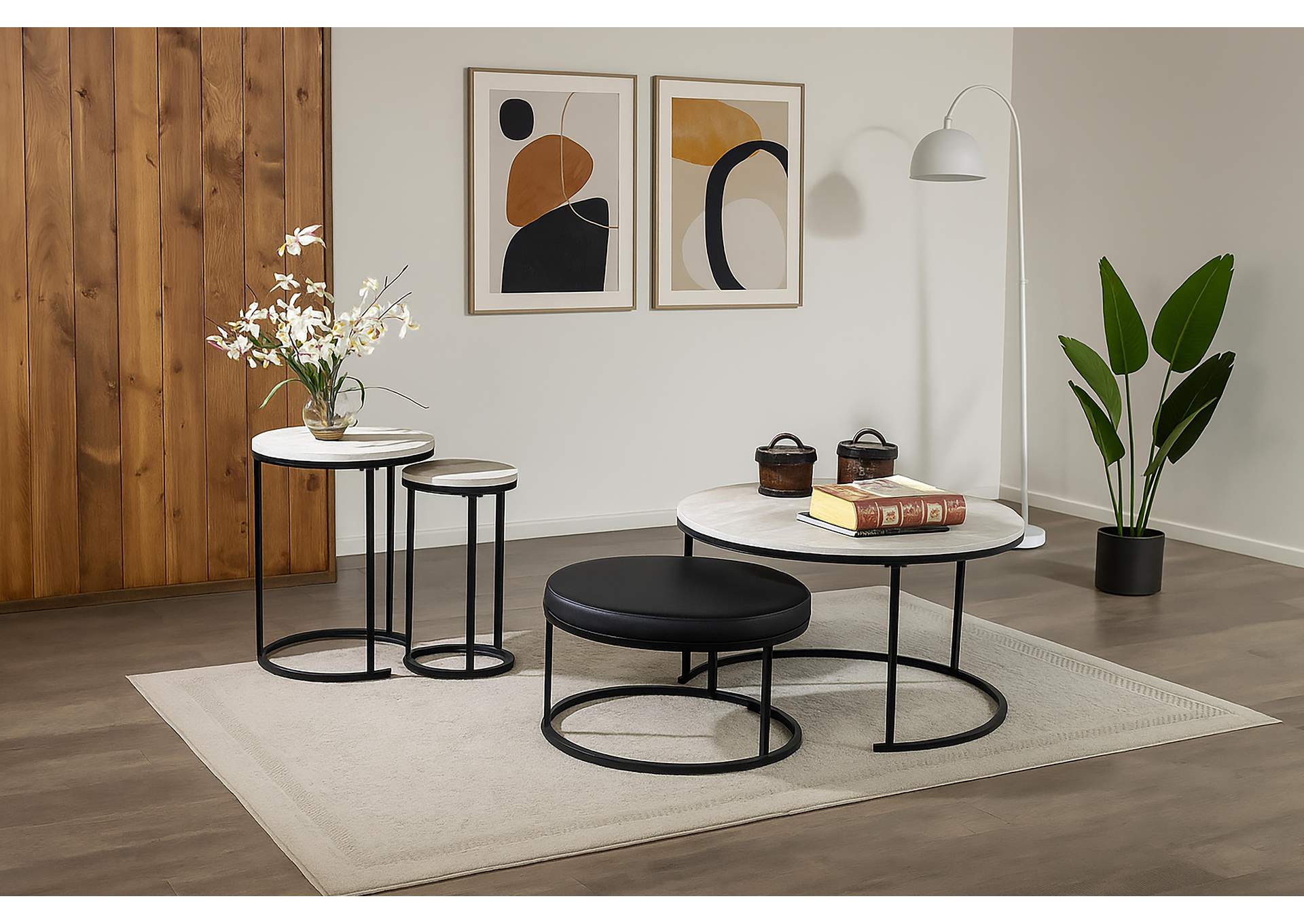 FORMA 4 PIECE OCCASIONAL SET - 1 COFFEE, 1 LG END AND STOOL, 1 SML image 1