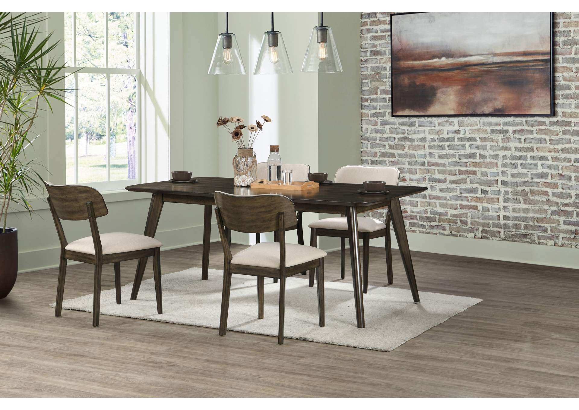 REX - RECTANGLE DINING TABLE + 4 OPEN BACK CHAIRS