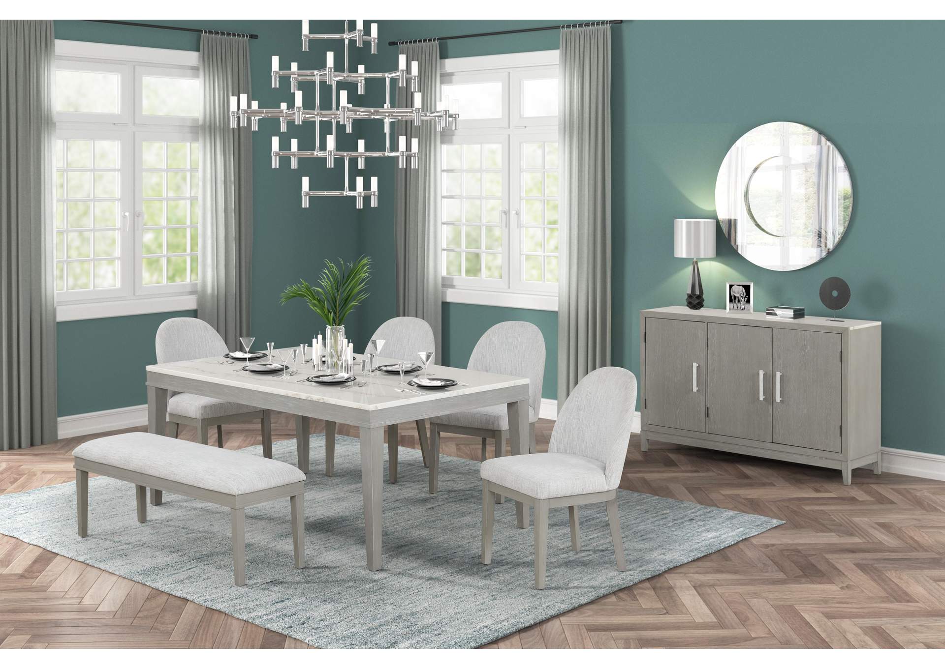 ESSENCE 72" RECTANGLE DINING TABLE WITH MARBLE TOP - GRAY image 1