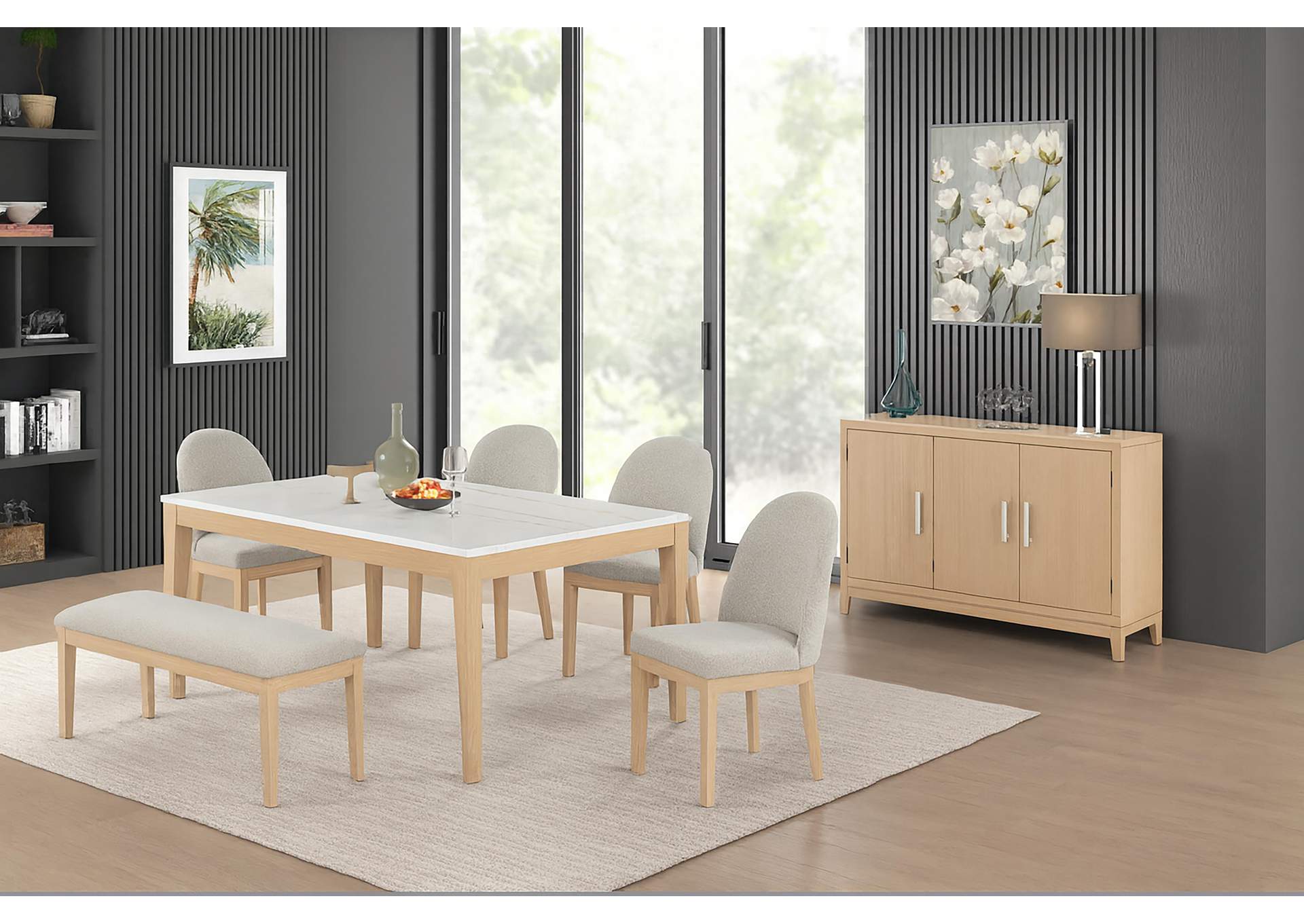 ESSENCE 72" RECTANGLE DINING TABLE WITH MARBLE TOP - NATURAL image 1