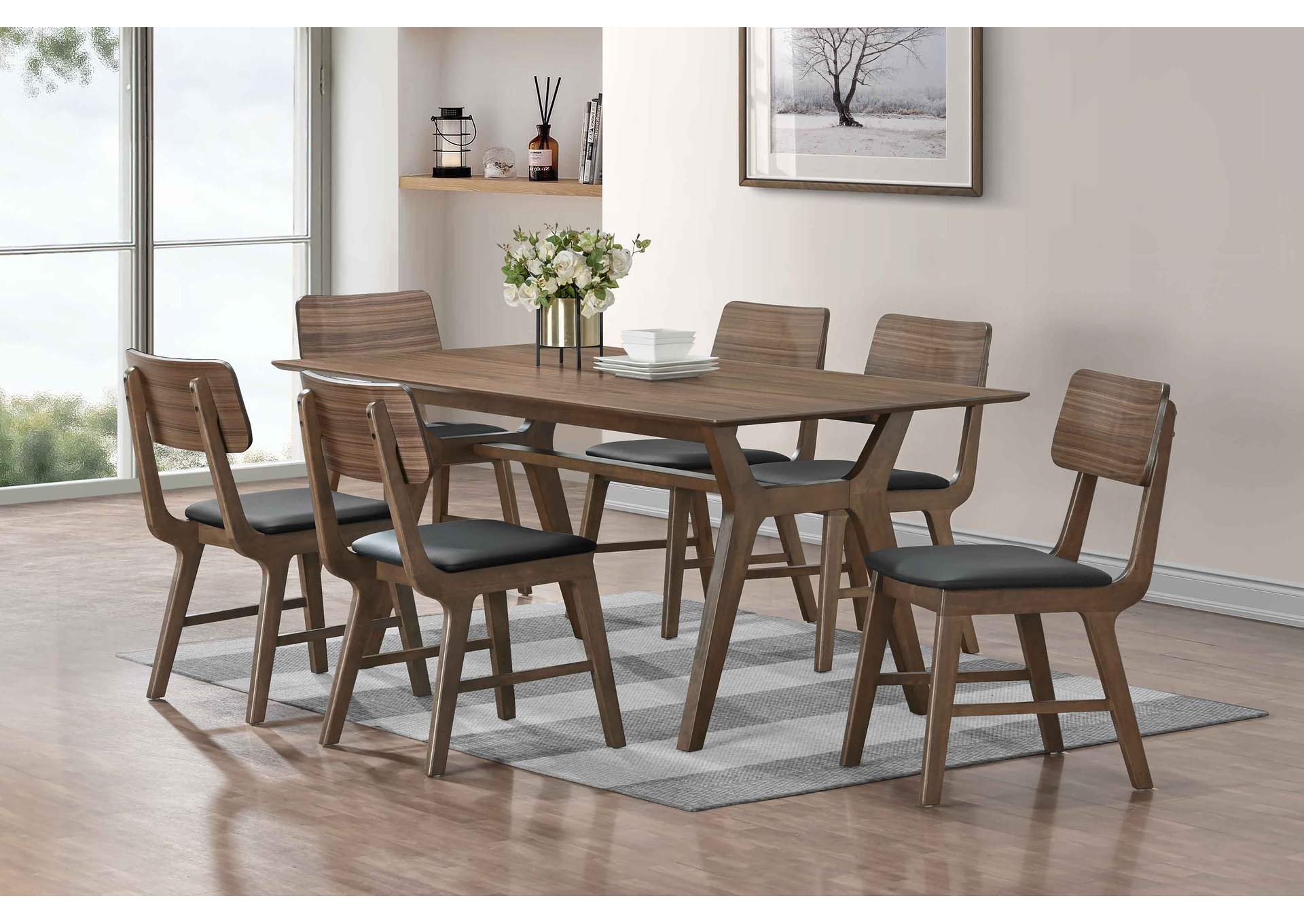 THEA WOOD BACK SIDE CHAIR WITH BLACK SEAT - 2 PER CARTON - WALNUT image 9